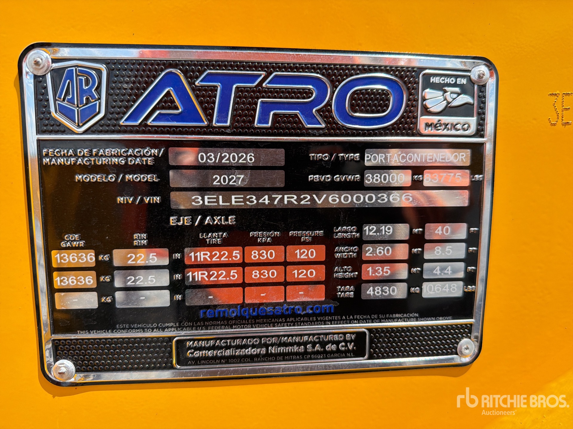 2027 Atro 40 FT T/A SEMIRREMOLQUE PORTACO ...