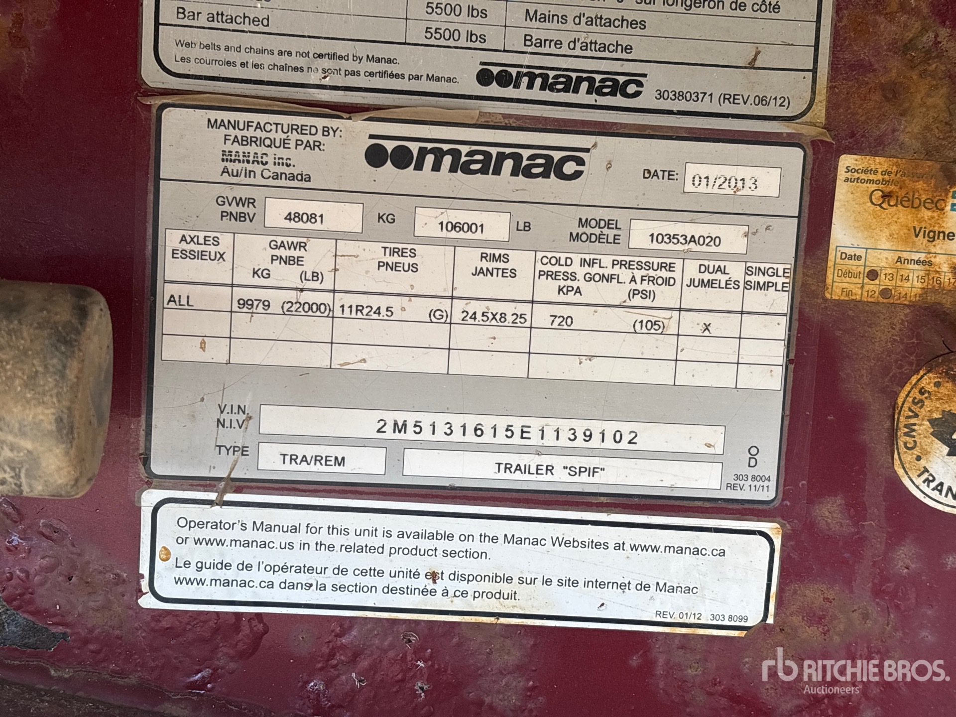 2014 Manac 53 FT TRI/A FLATBED