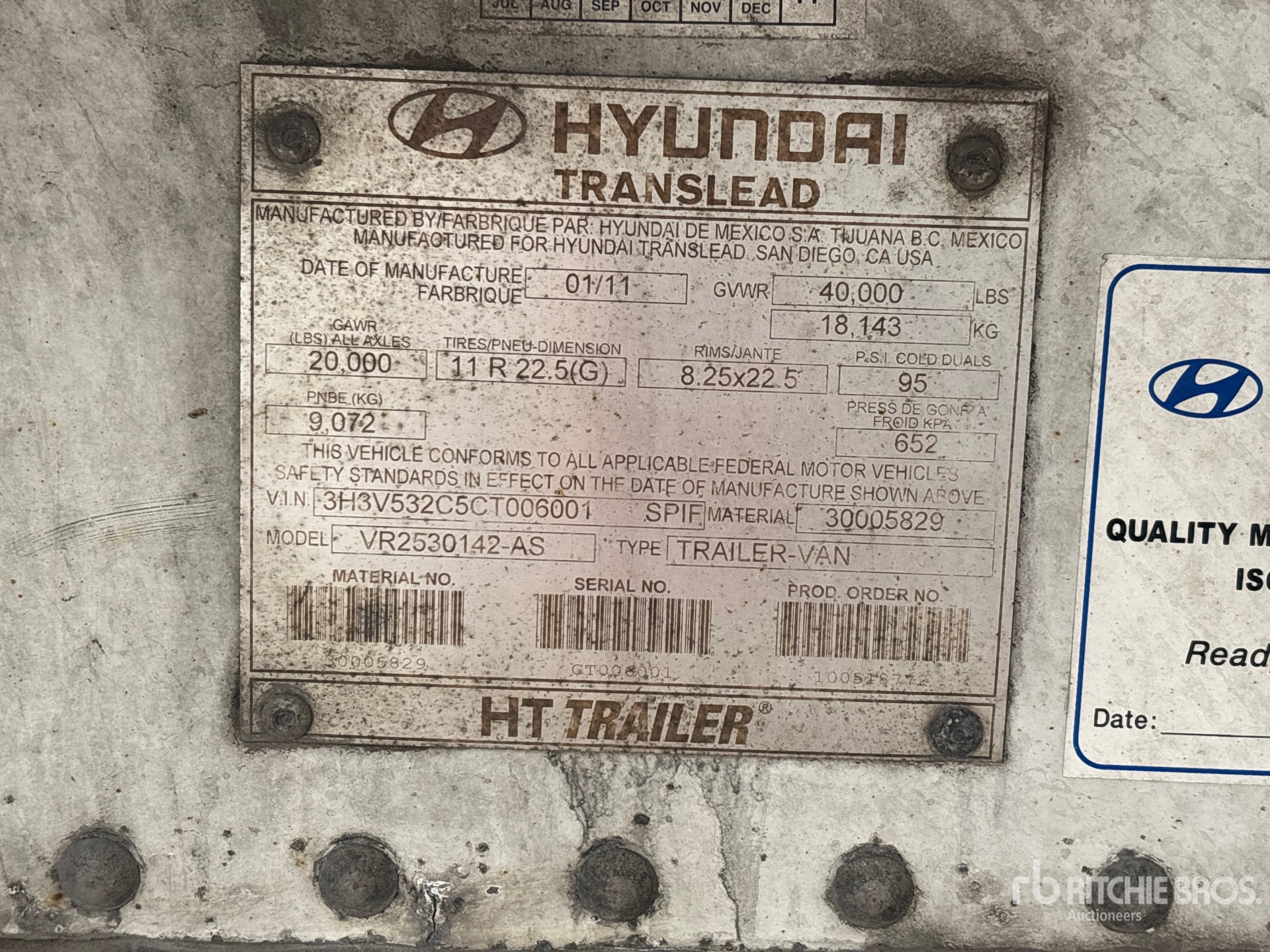 2012 Hyundai 53 ft x 102 in T/A