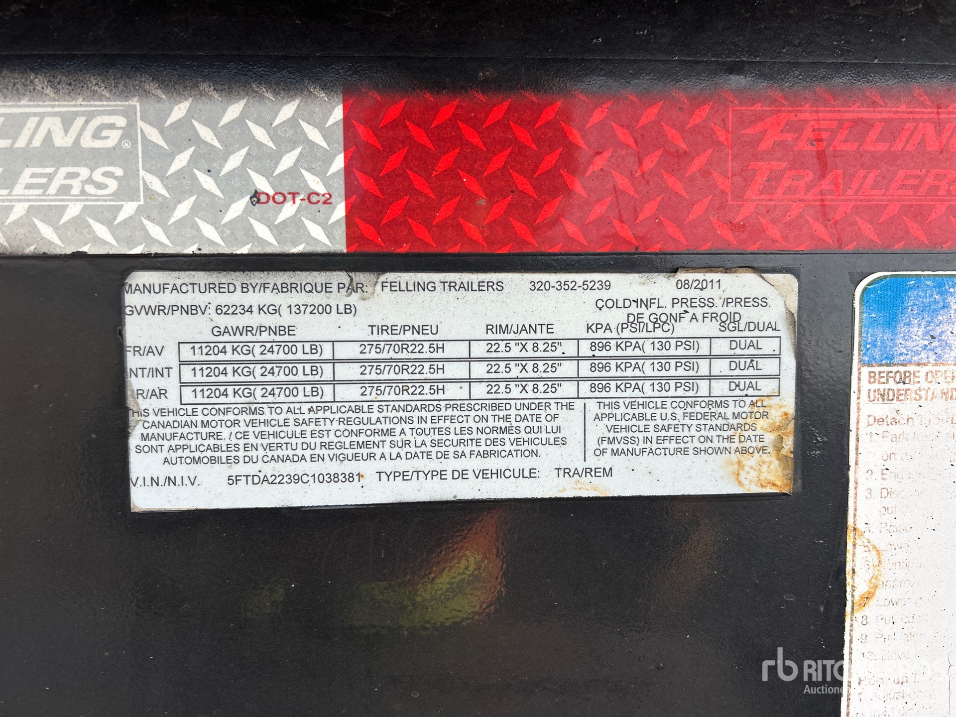 2012 Felling Trailers, Inc. XF1103HDG