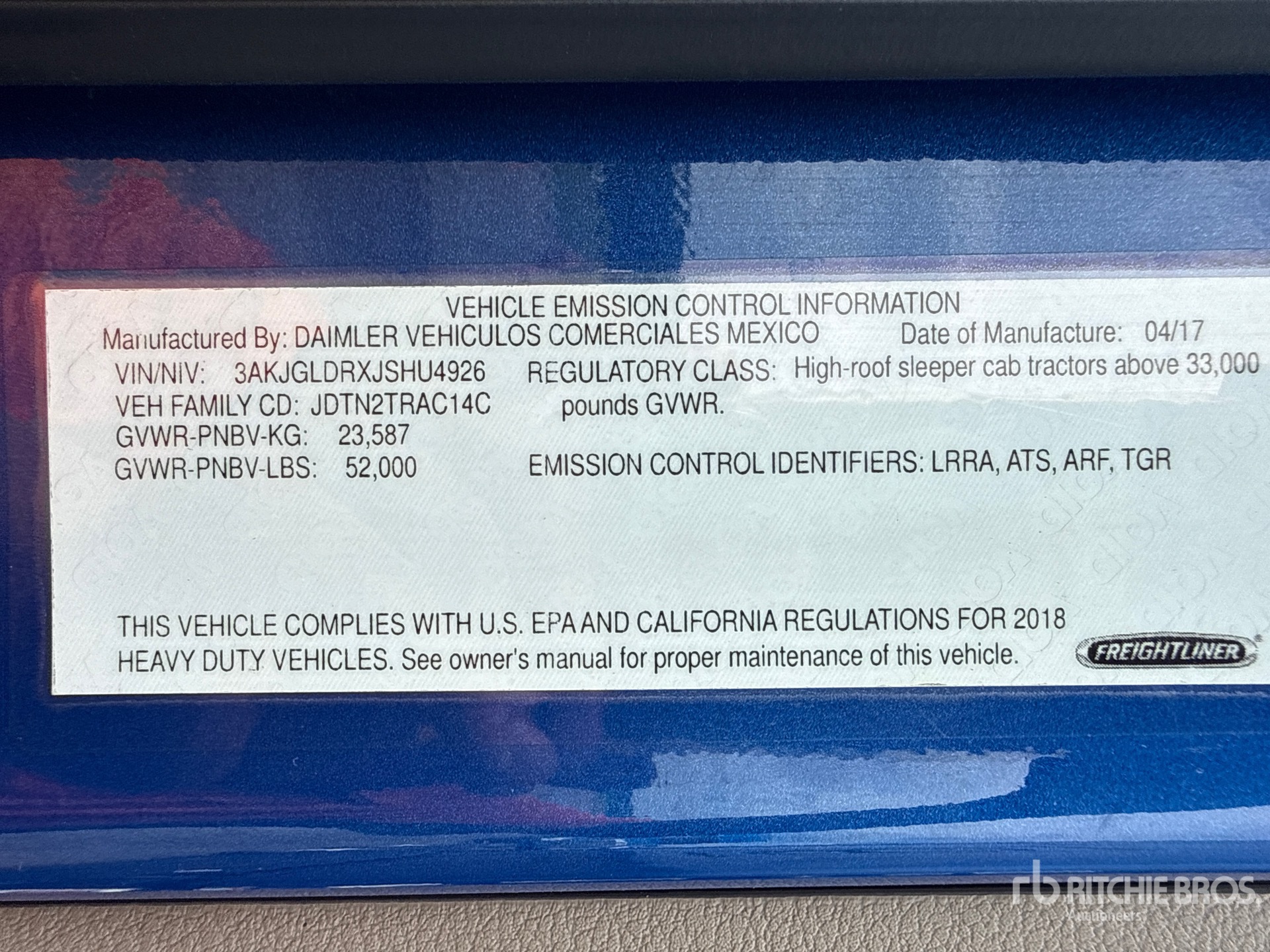 2018 Freightliner CASCADIA 125
