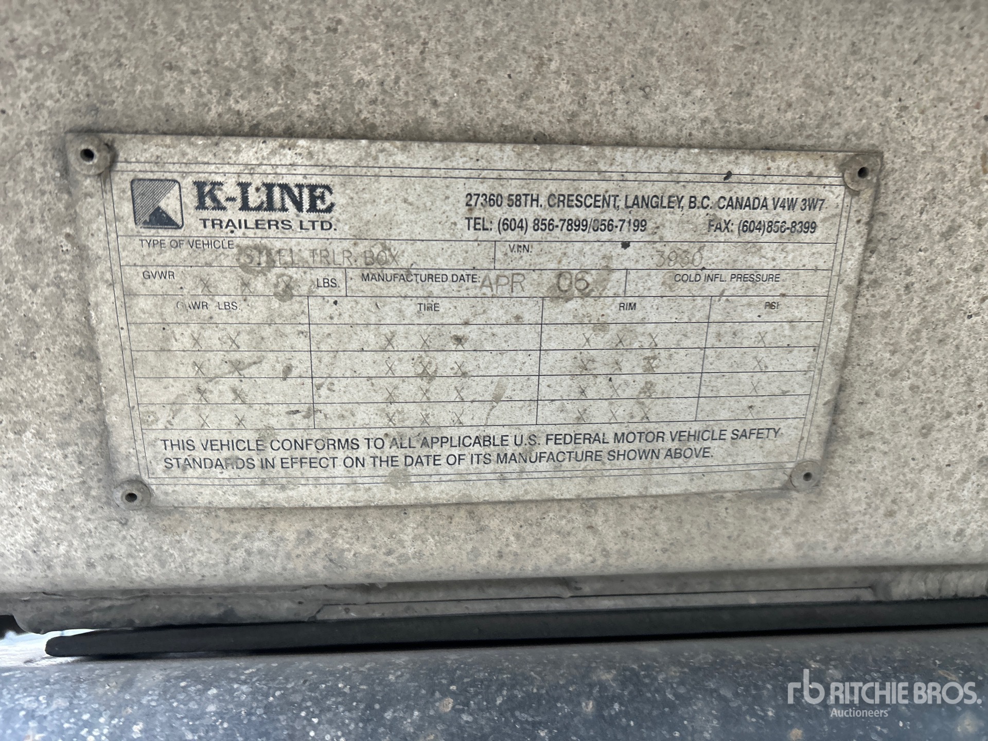 2006 K-Line 15 ft 6 in Tri/A Turntable