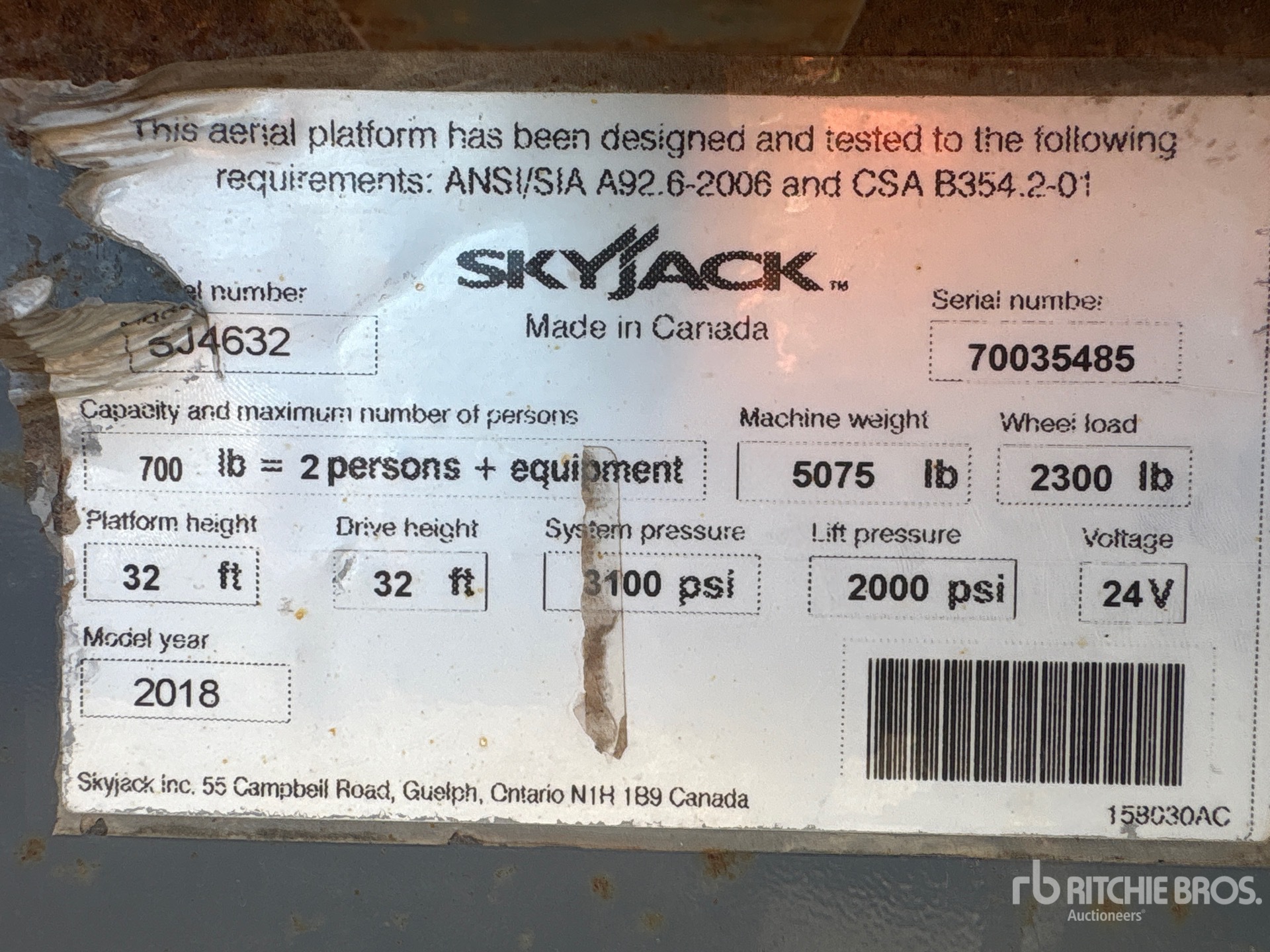 2018 Skyjack SJIII4632