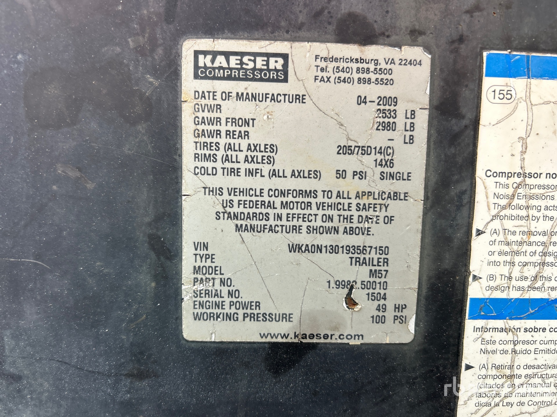 2009 Kaeser 210 CFM MOBILE