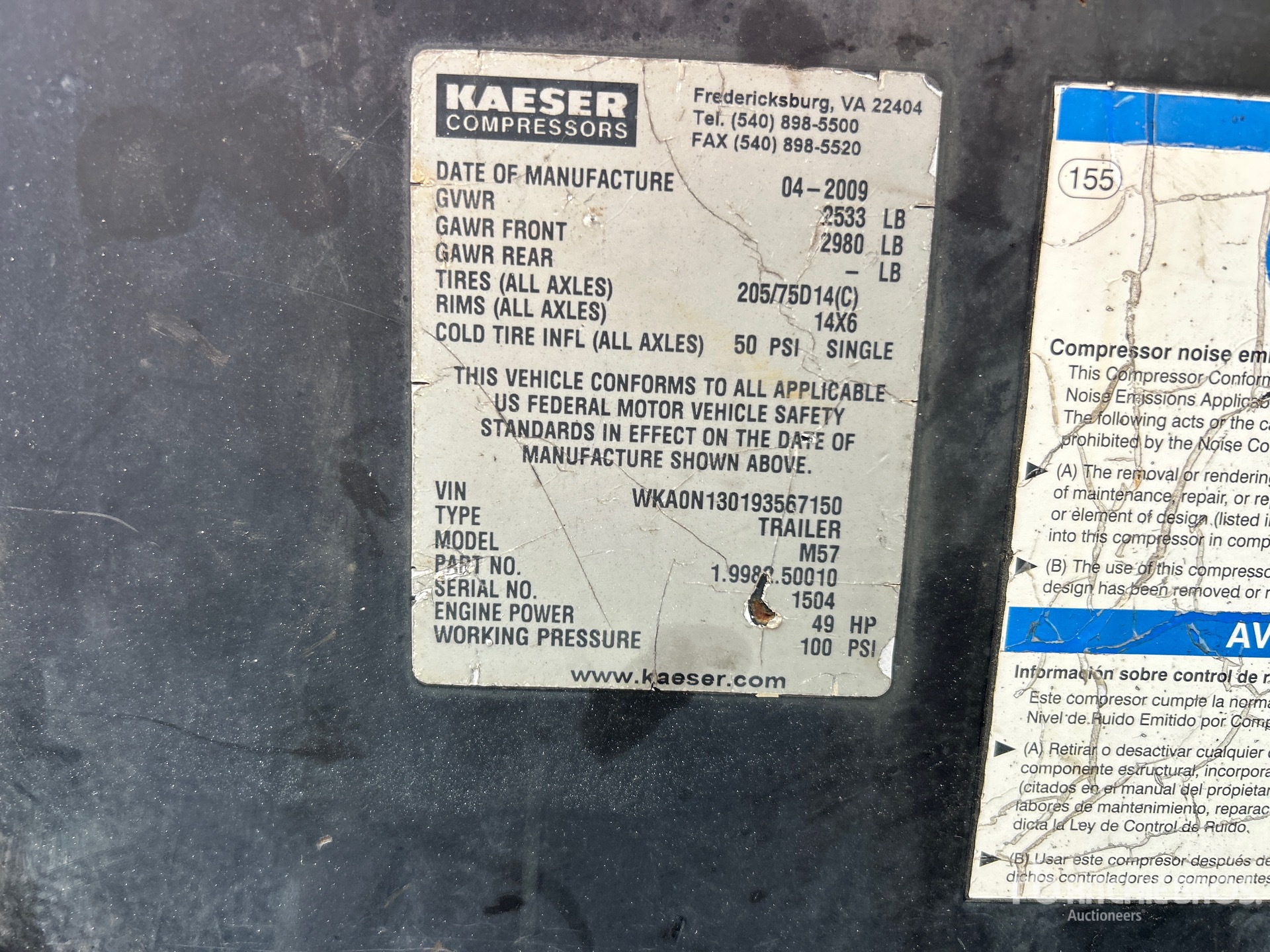 2009 Kaeser 210 CFM MOBILE