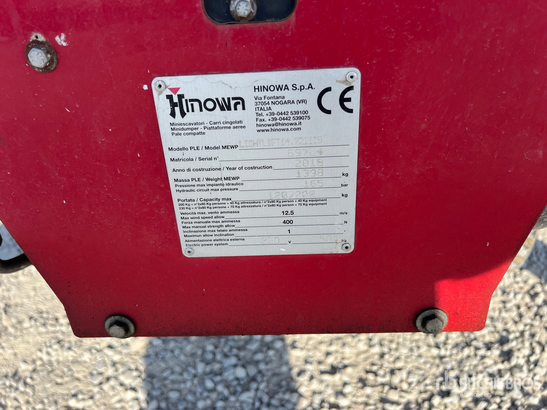 2018 Hinowa LIGHT LIFT 14.7