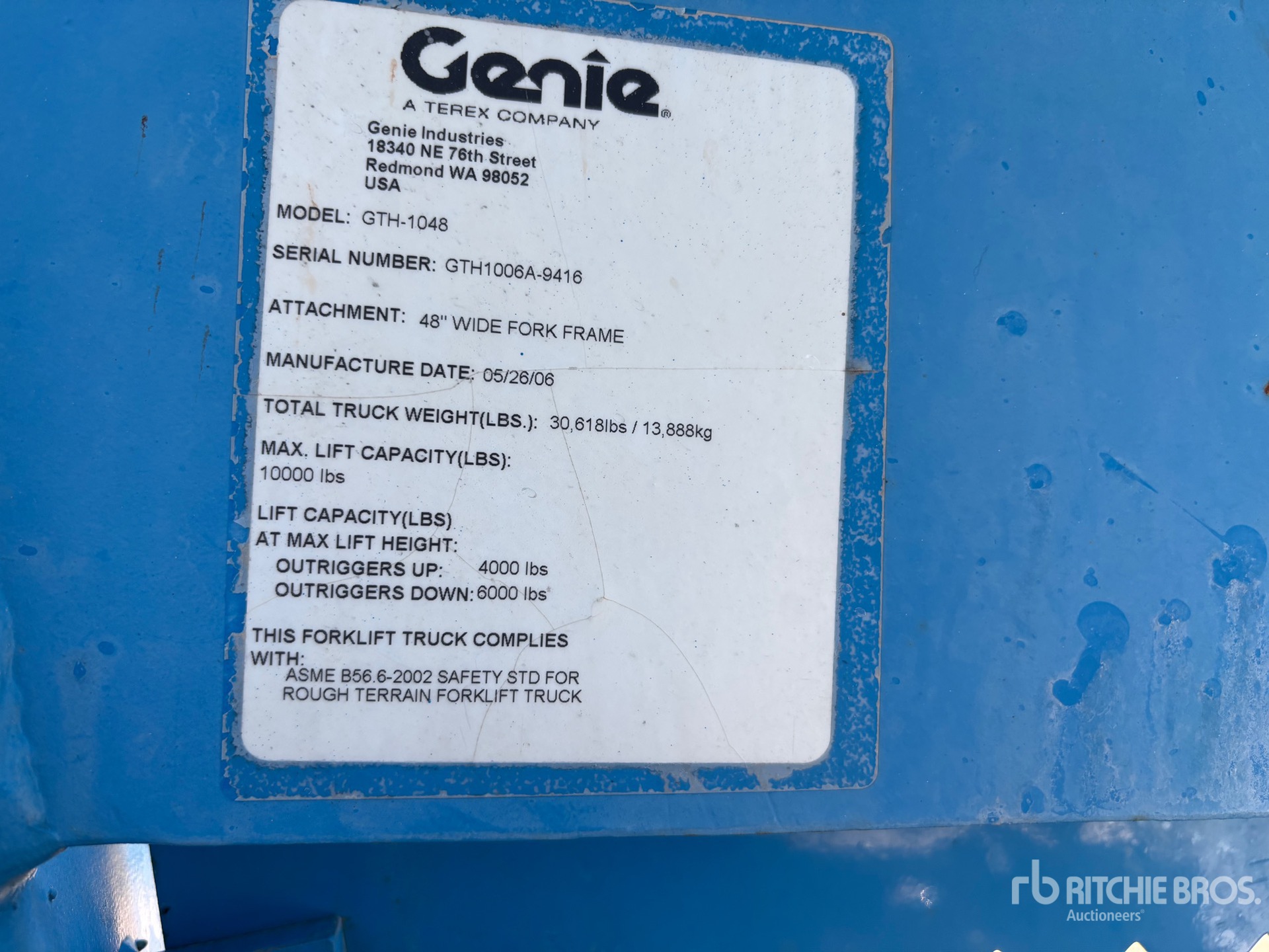 2006 Genie GTH1048