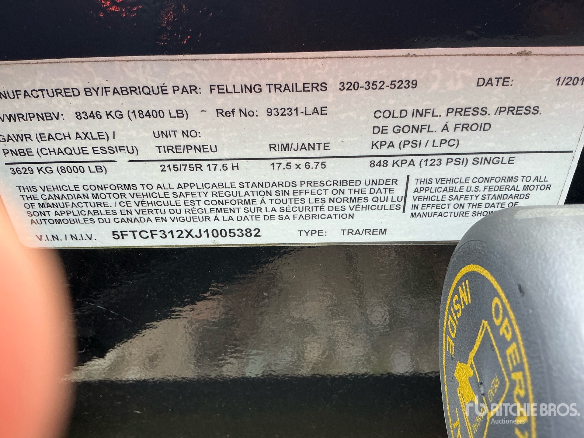 2018 Felling Trailers, Inc. FT-16-2
