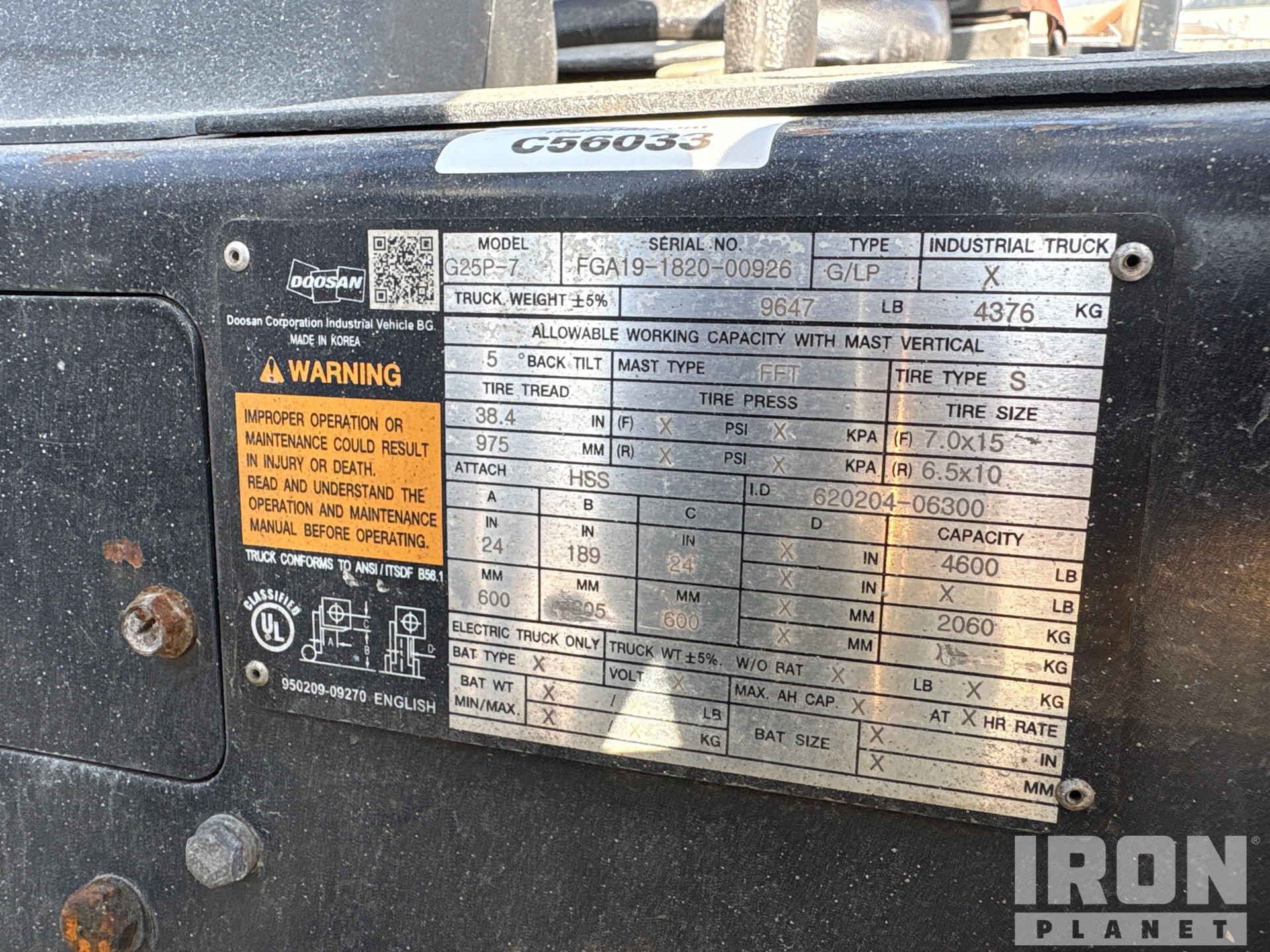 2019 Doosan G25P-7DF