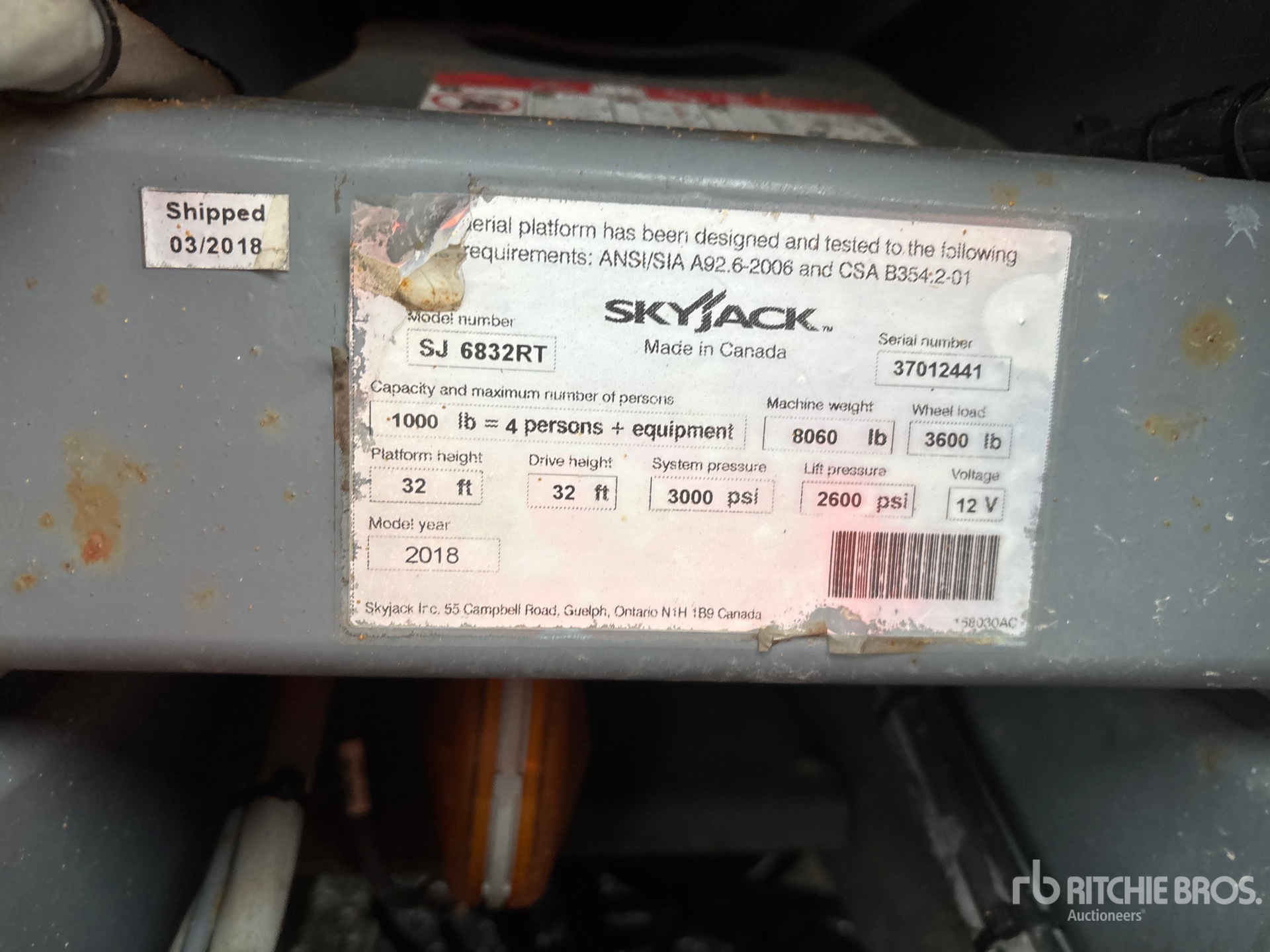 2018 Skyjack SJ6832 RT