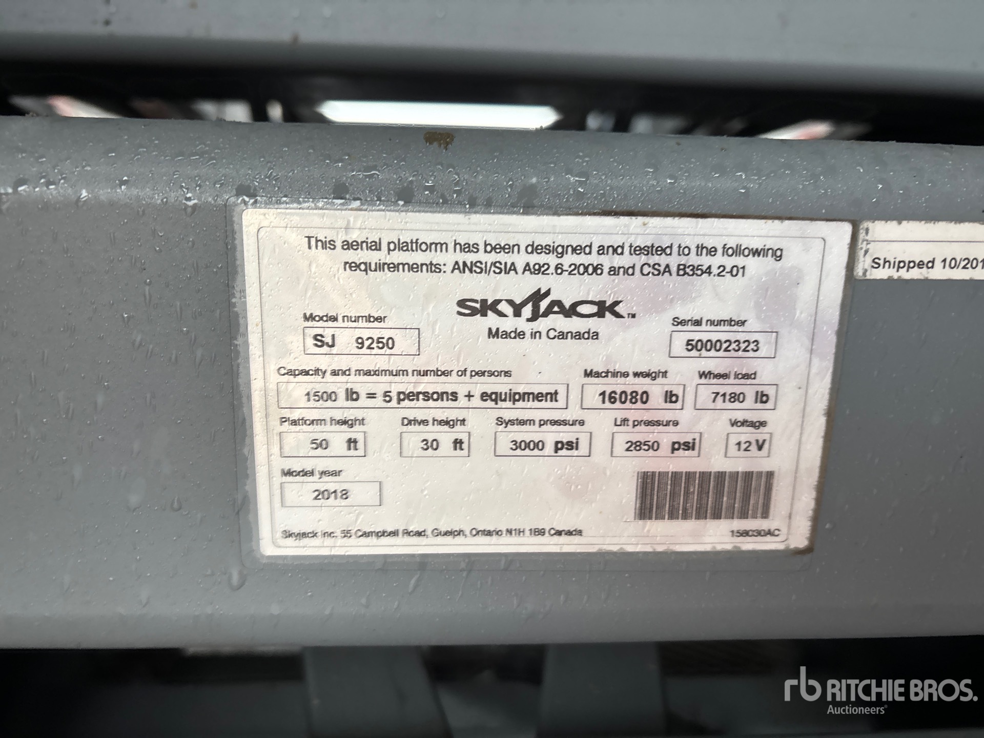 2018 Skyjack SJ9250 RT