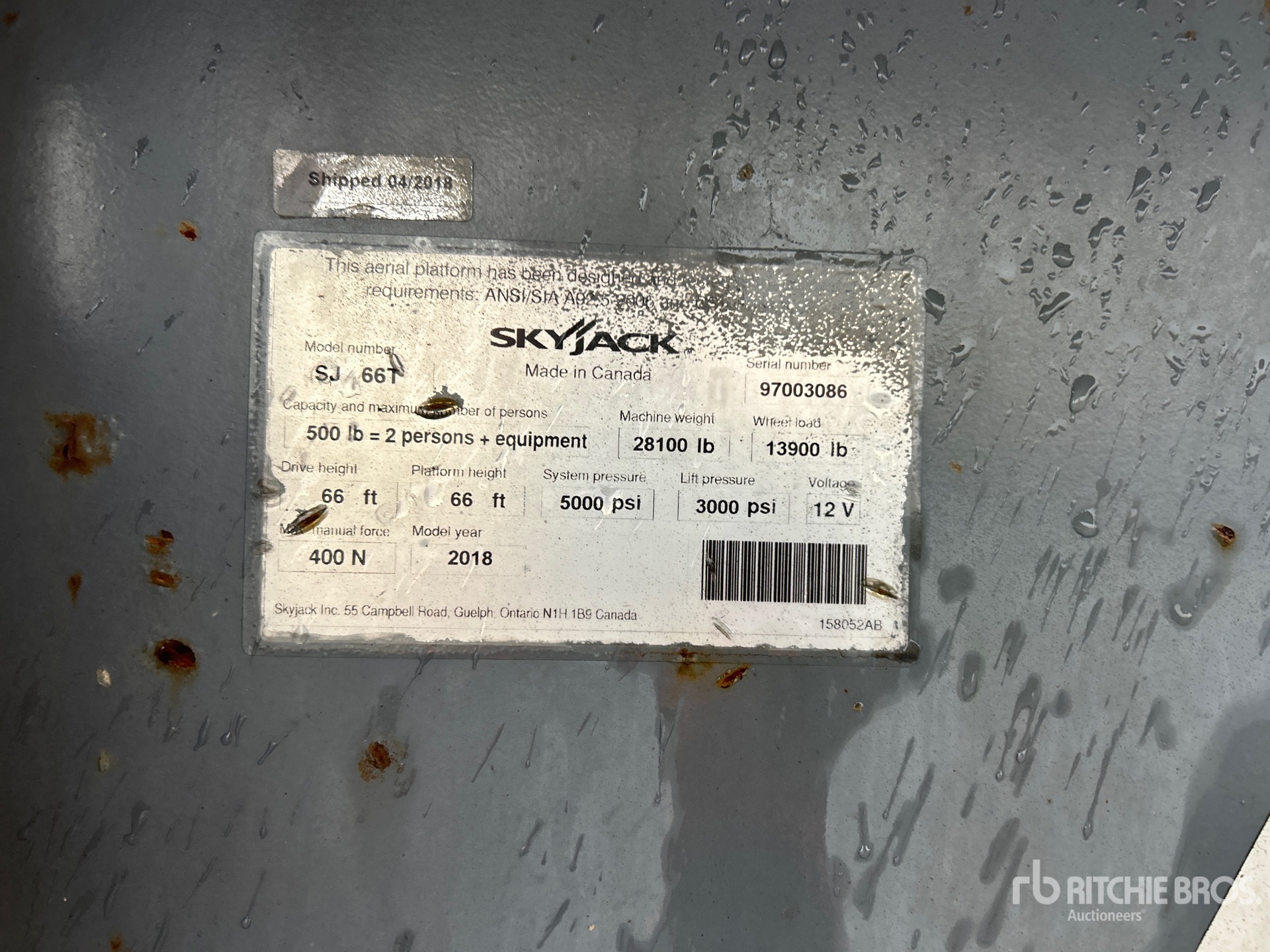 2018 Skyjack SJ66T