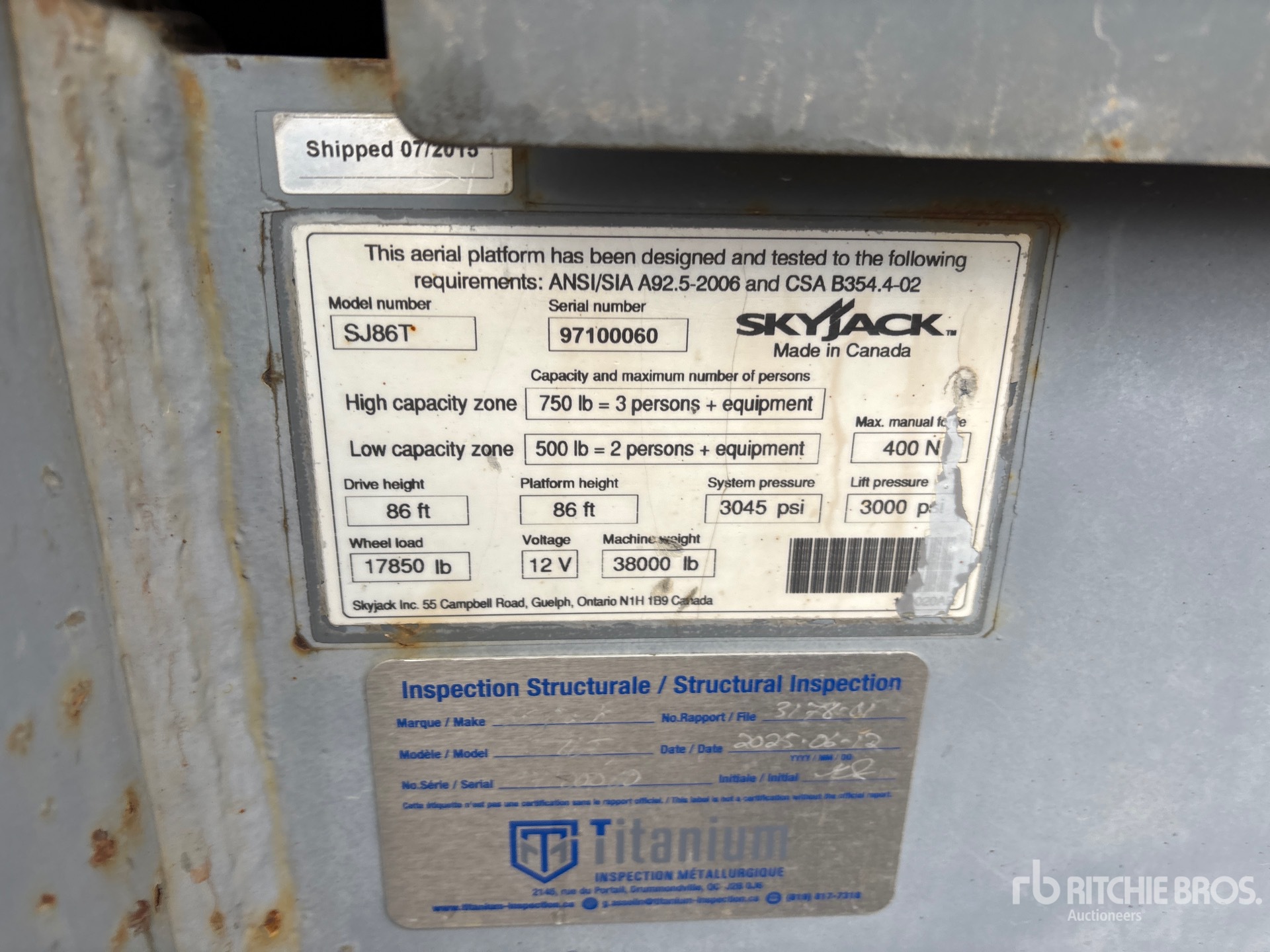 2015 Skyjack SJ86T