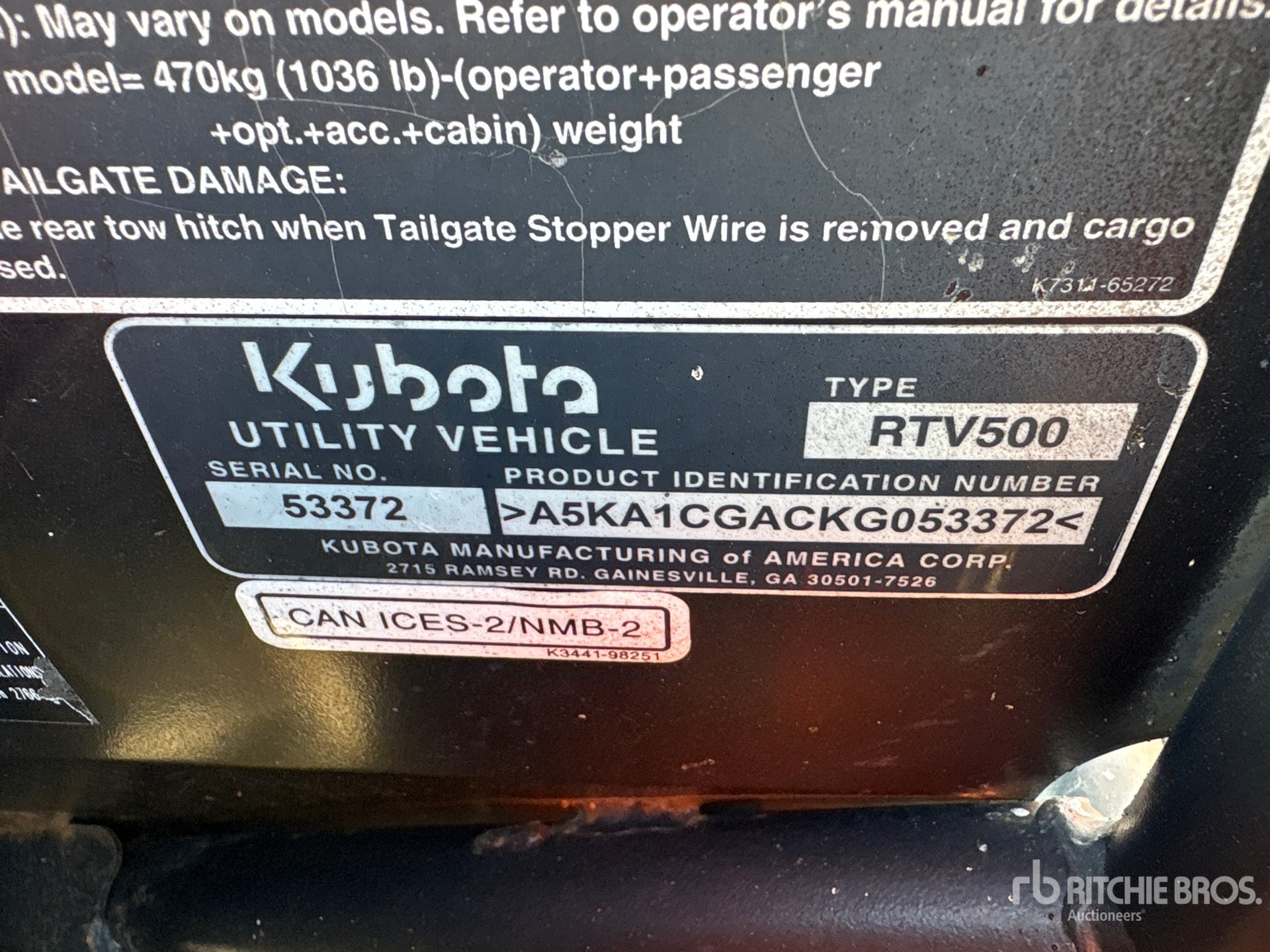 2019 Kubota RTV500