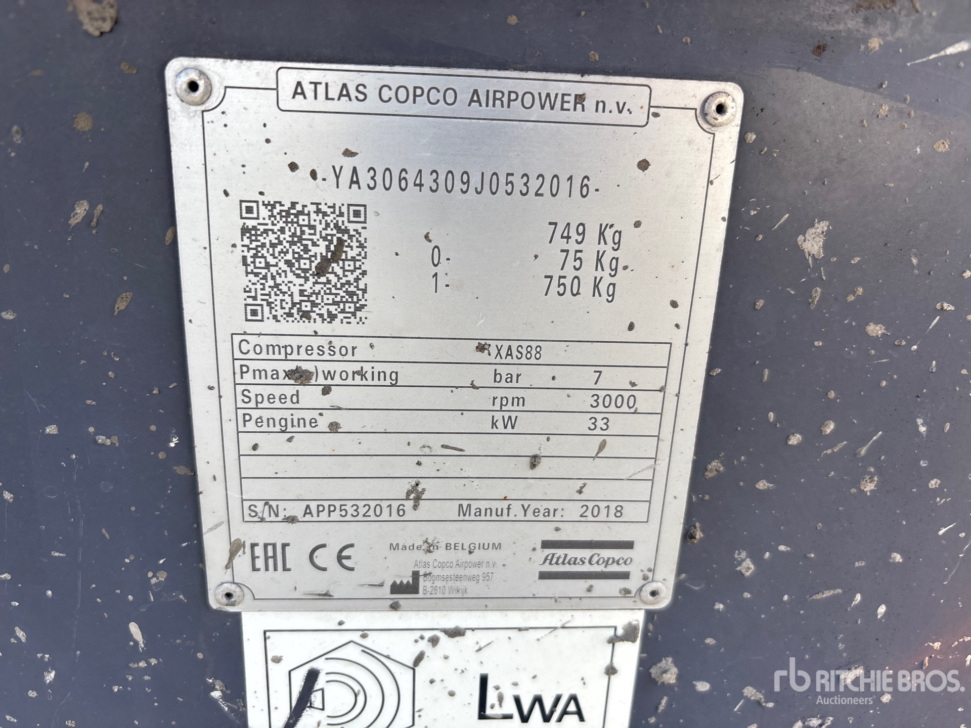 2018 Atlas Copco XAS 88