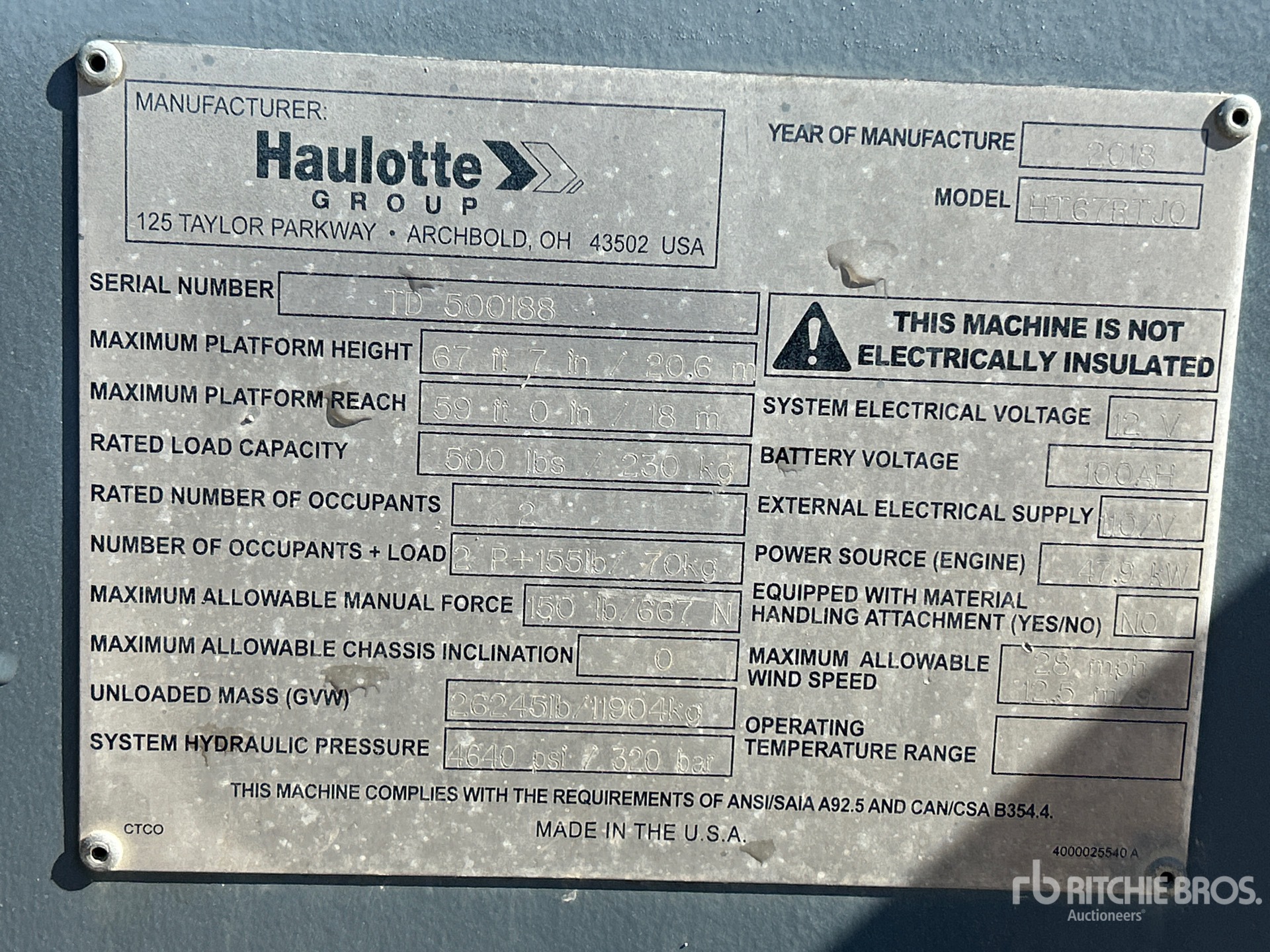2018 Haulotte HT67RTJO