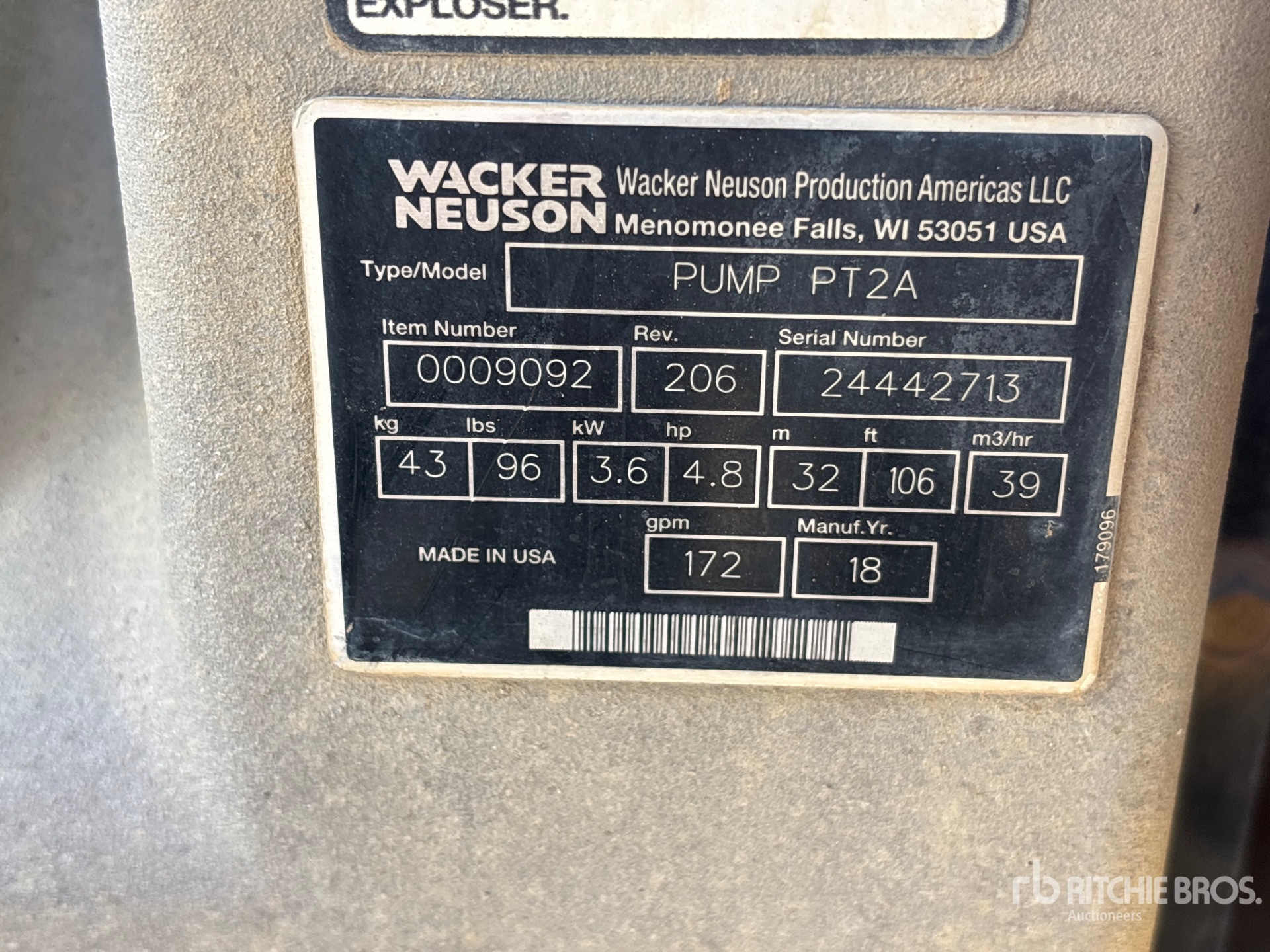 2018 Wacker Neuson PT2A