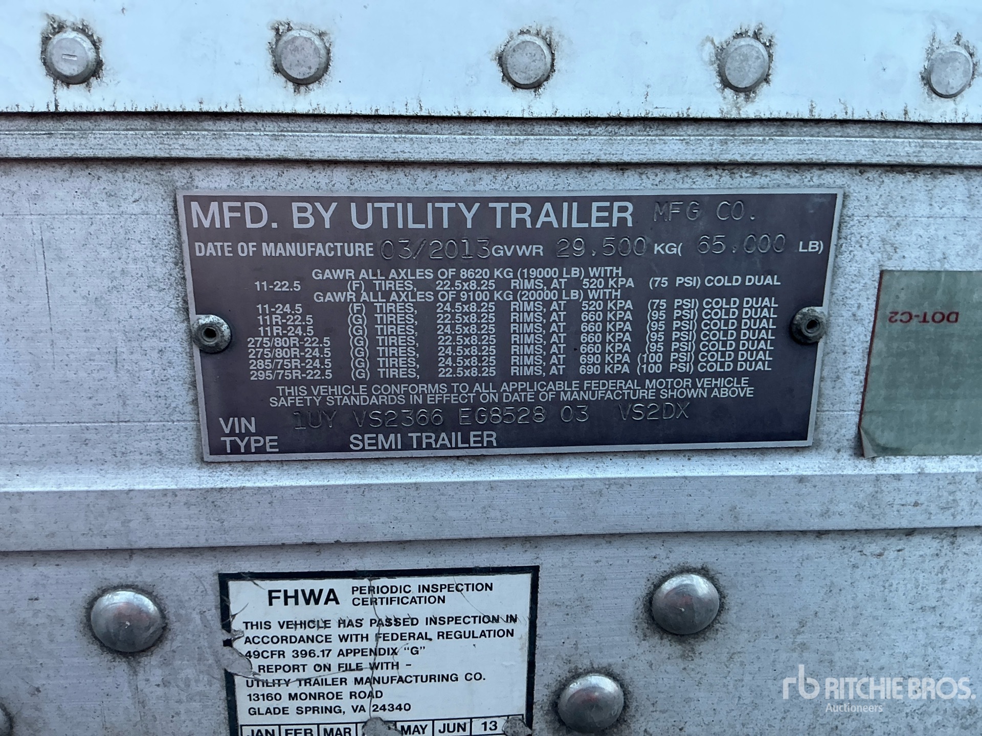 2014 Utility 36 ft x 102 in T/A