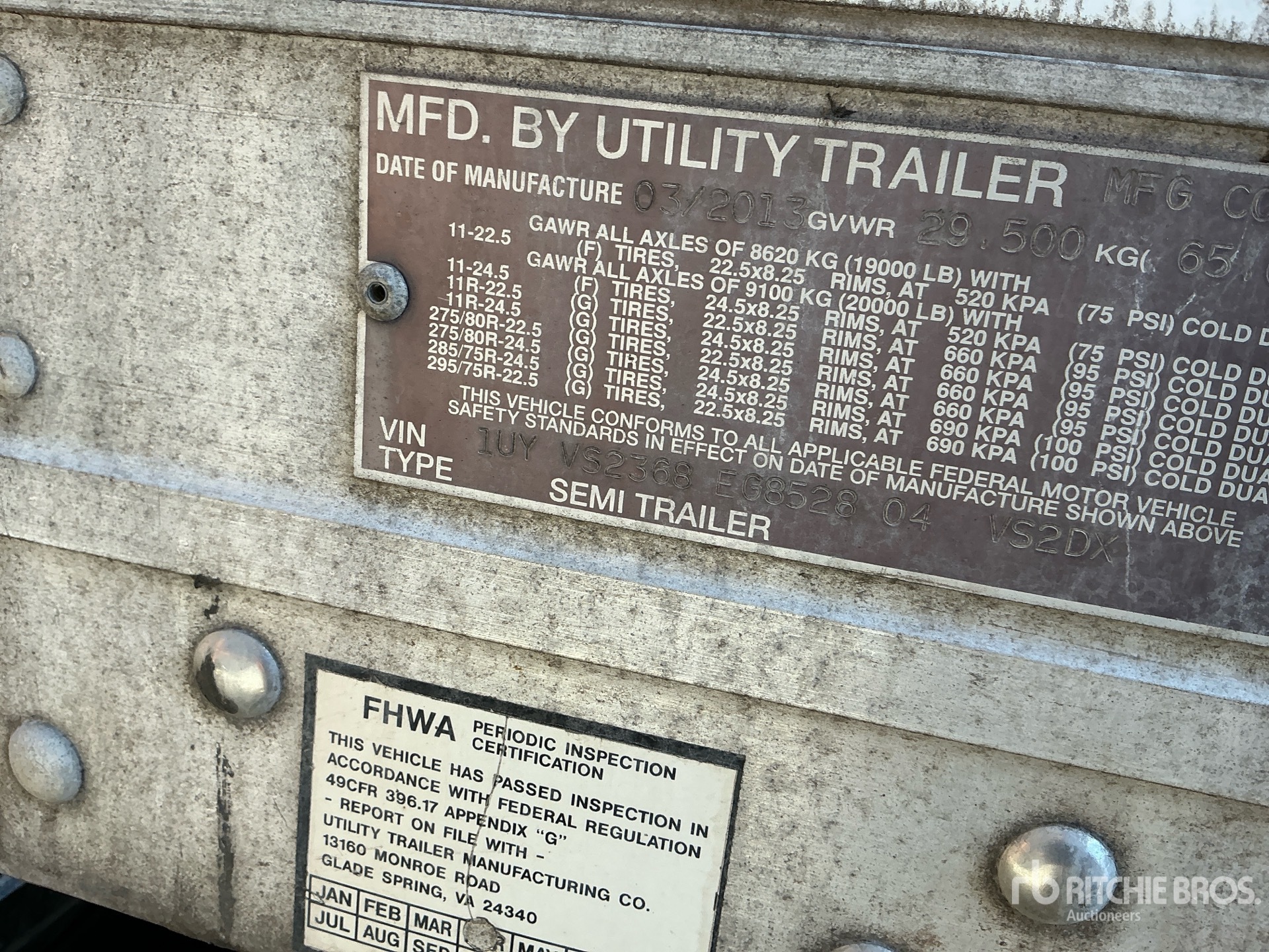 2014 Utility 36 ft x 102 in T/A