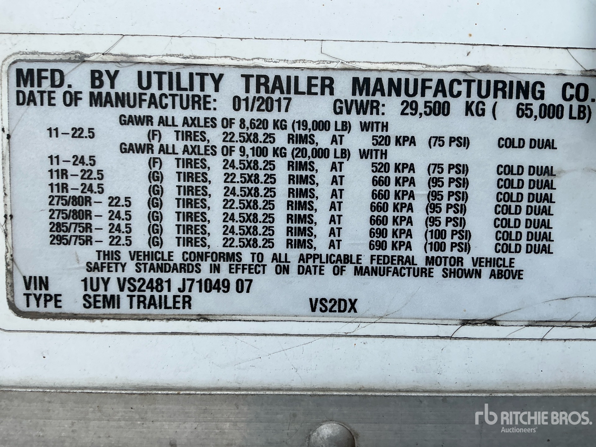2018 Utility 48 ft x 102 in T/A