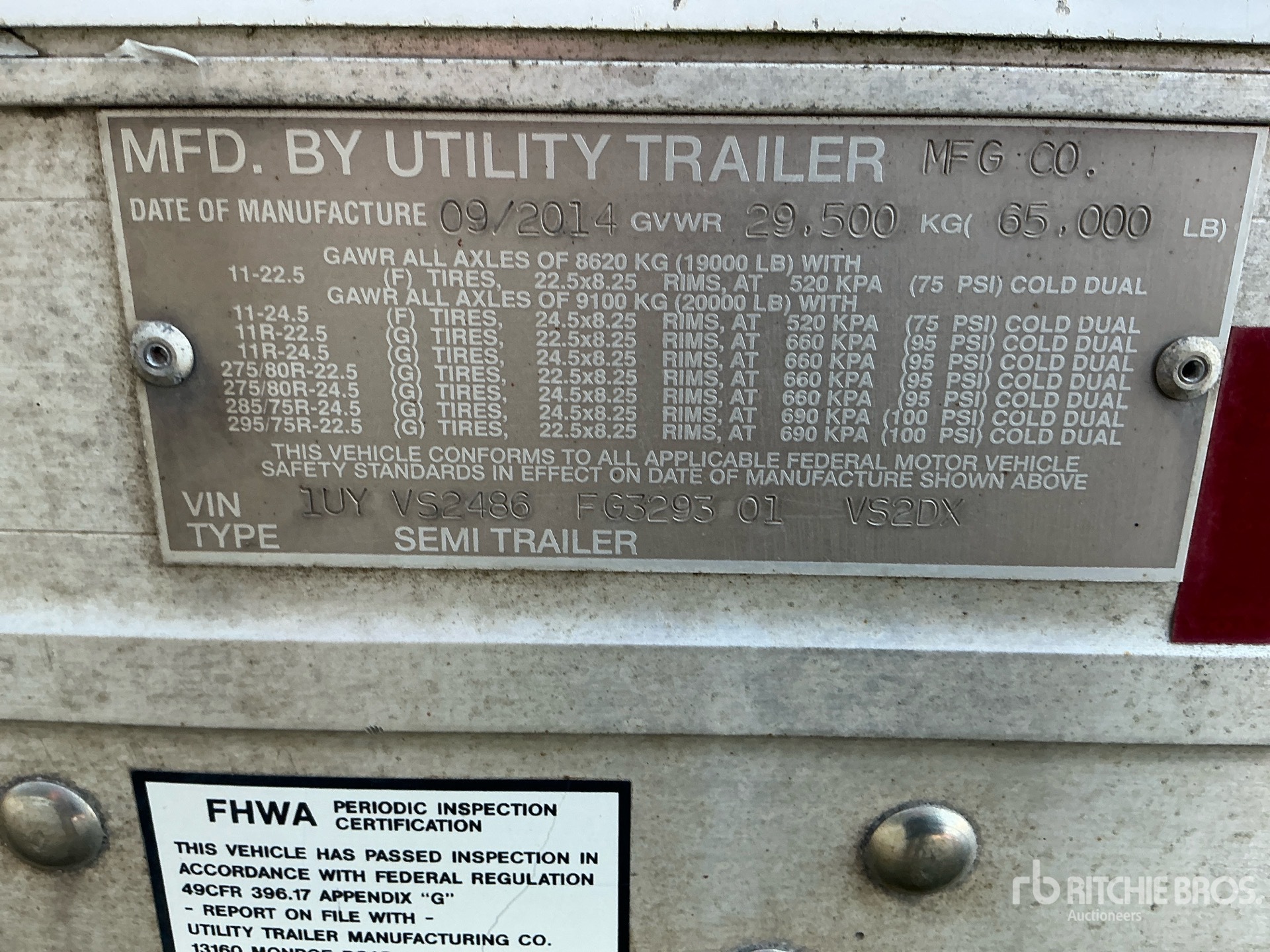 2015 Utility 48 ft x 102 in T/A