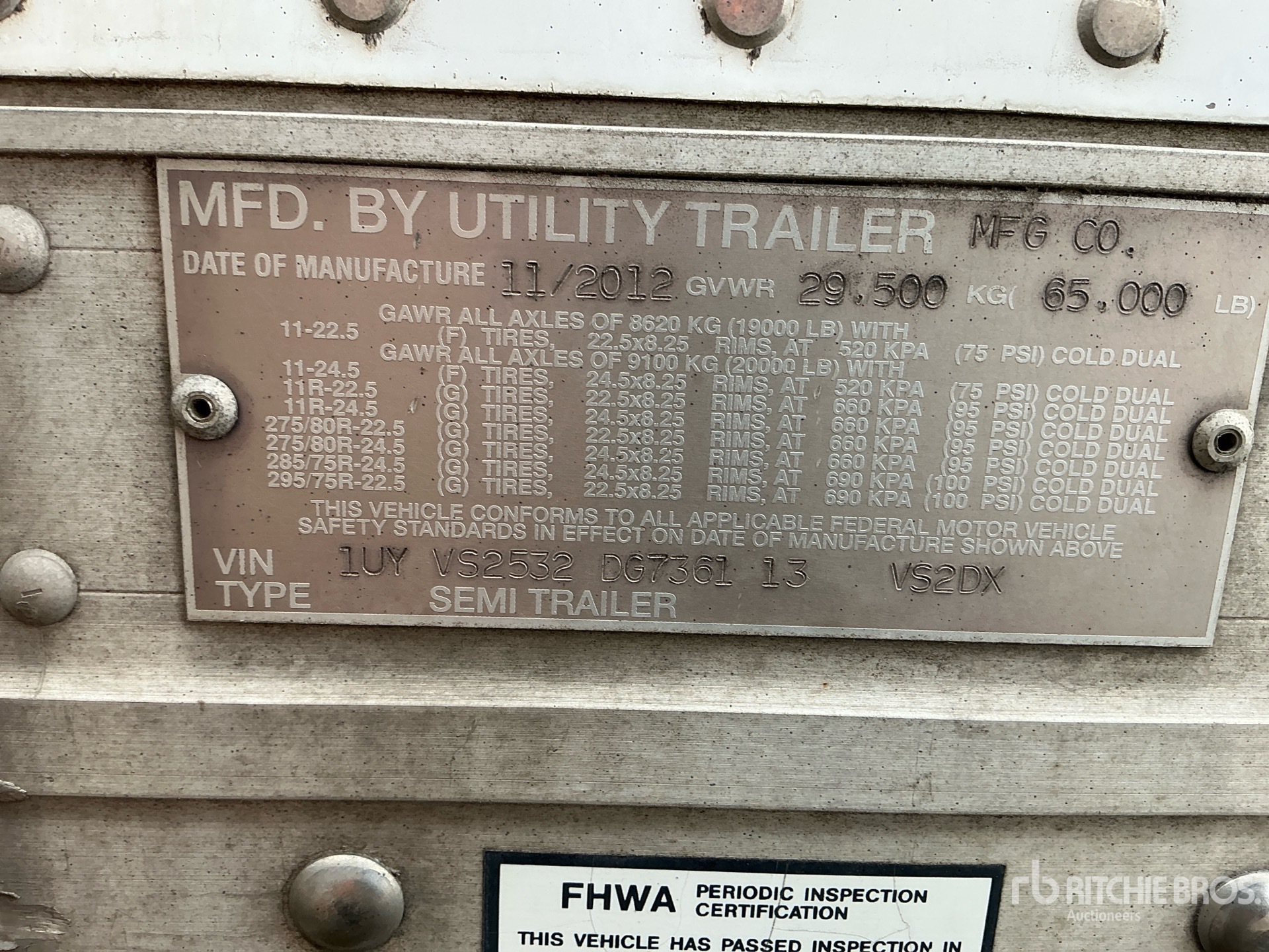 2013 Utility 53 ft x 102 in T/A
