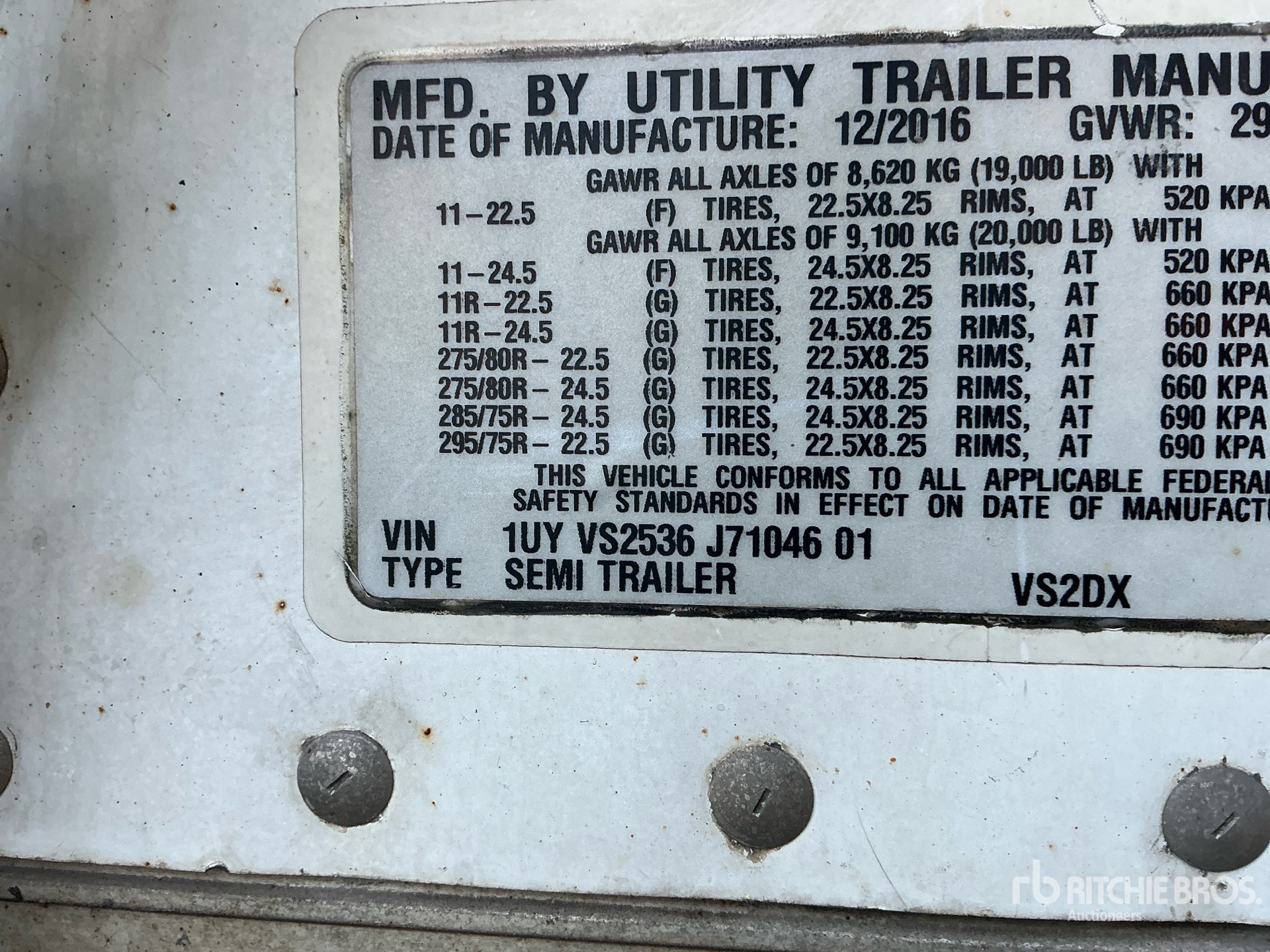 2018 Utility 53 ft x 102 in T/A