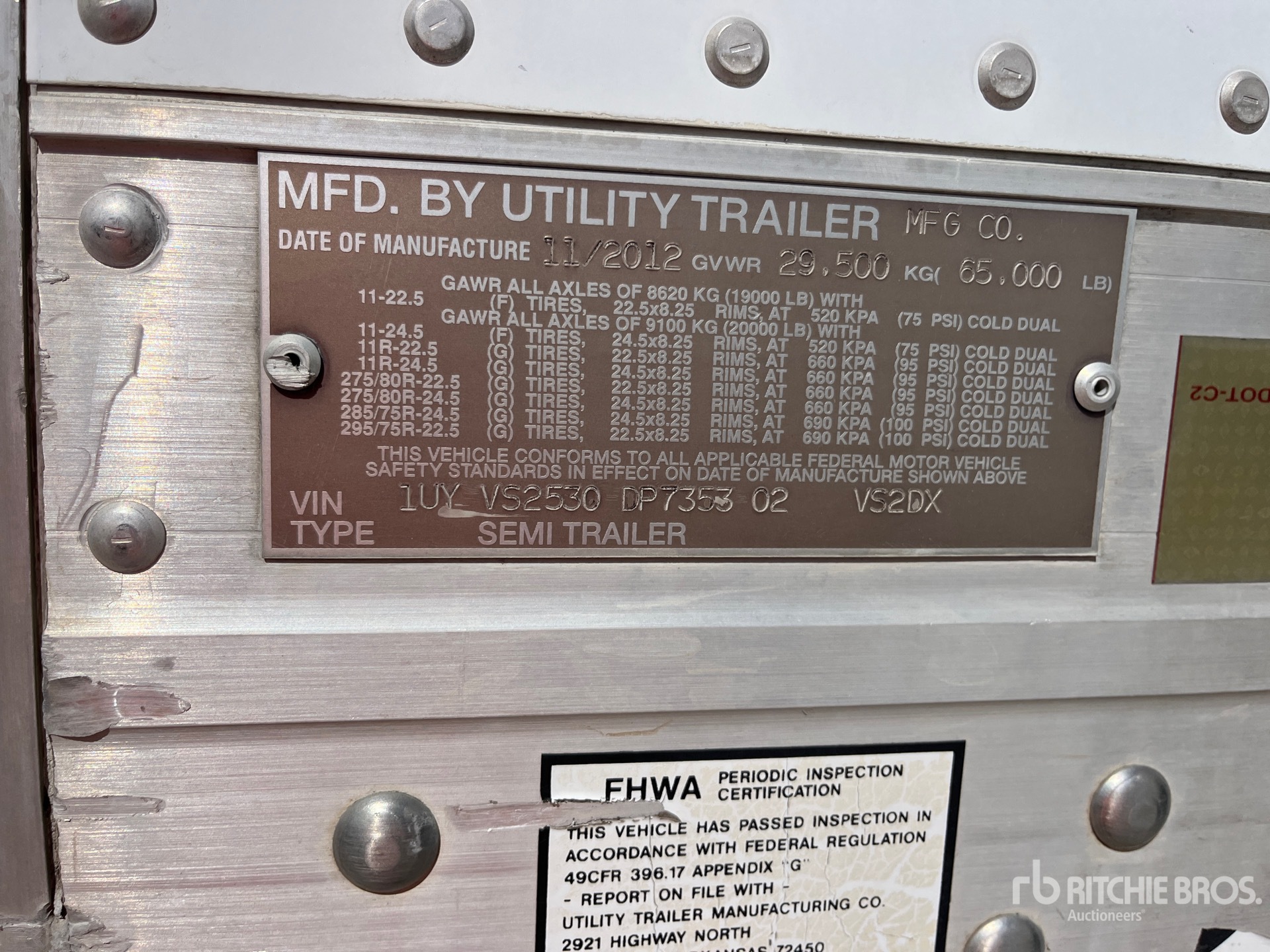 2013 Utility 53 FT T/A