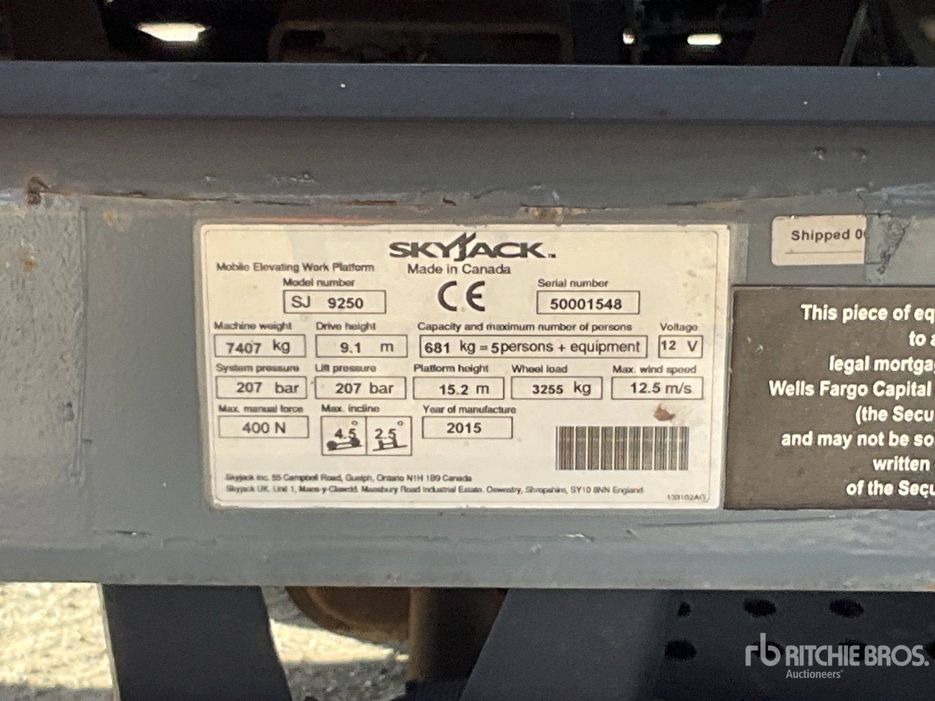 2015 Skyjack SJ9250RT