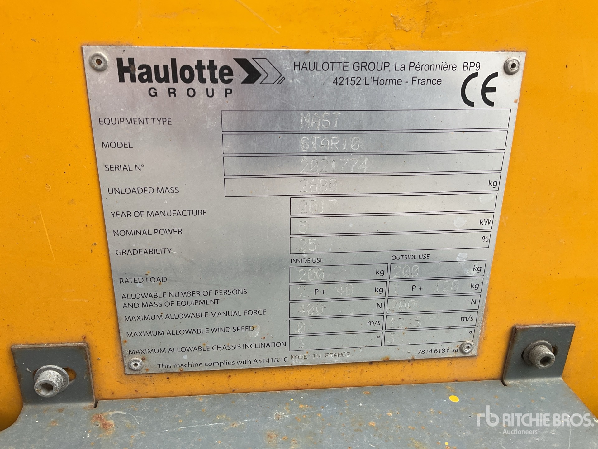 2017 Haulotte STAR10