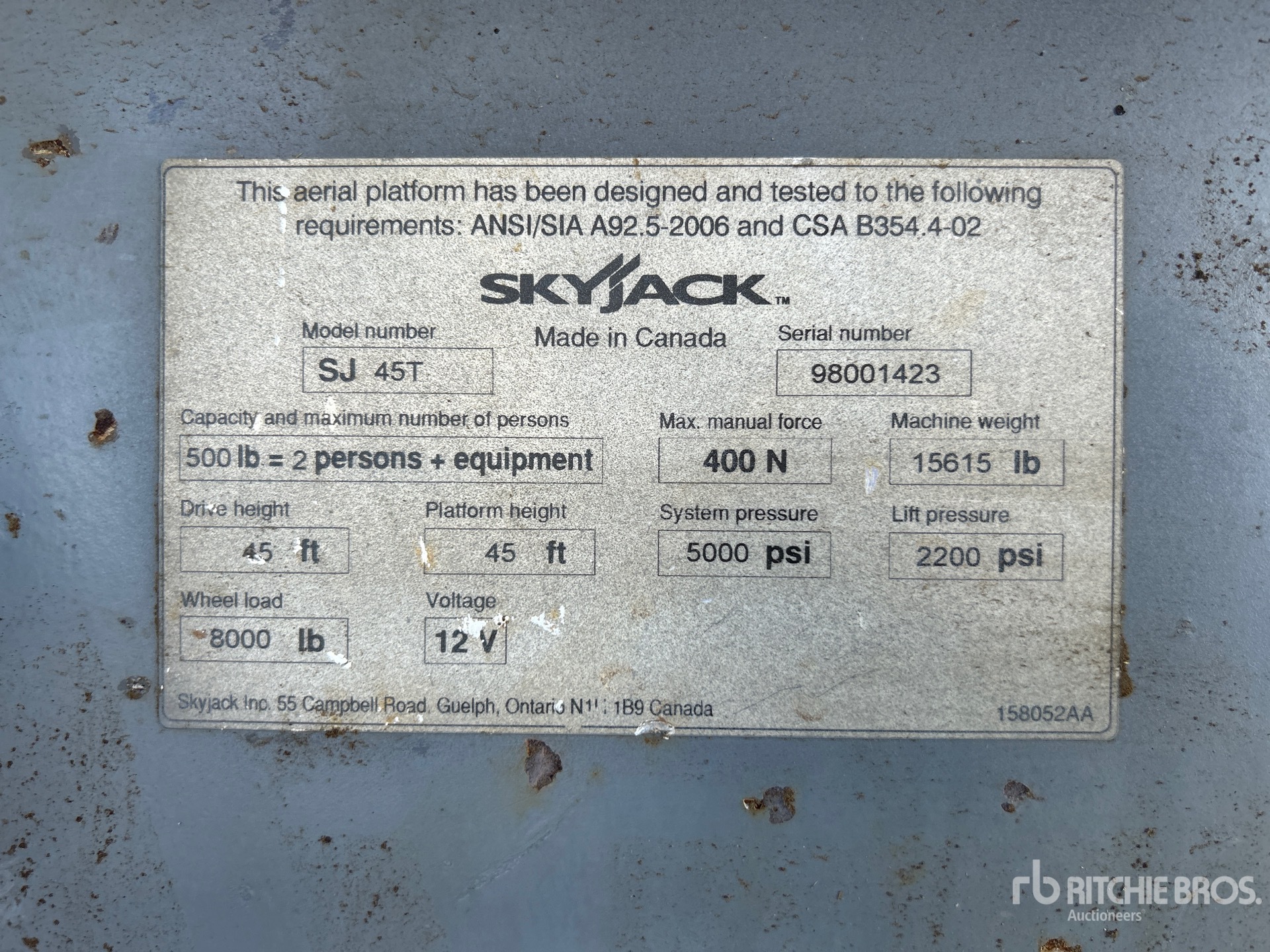 2015 Skyjack SJ45T