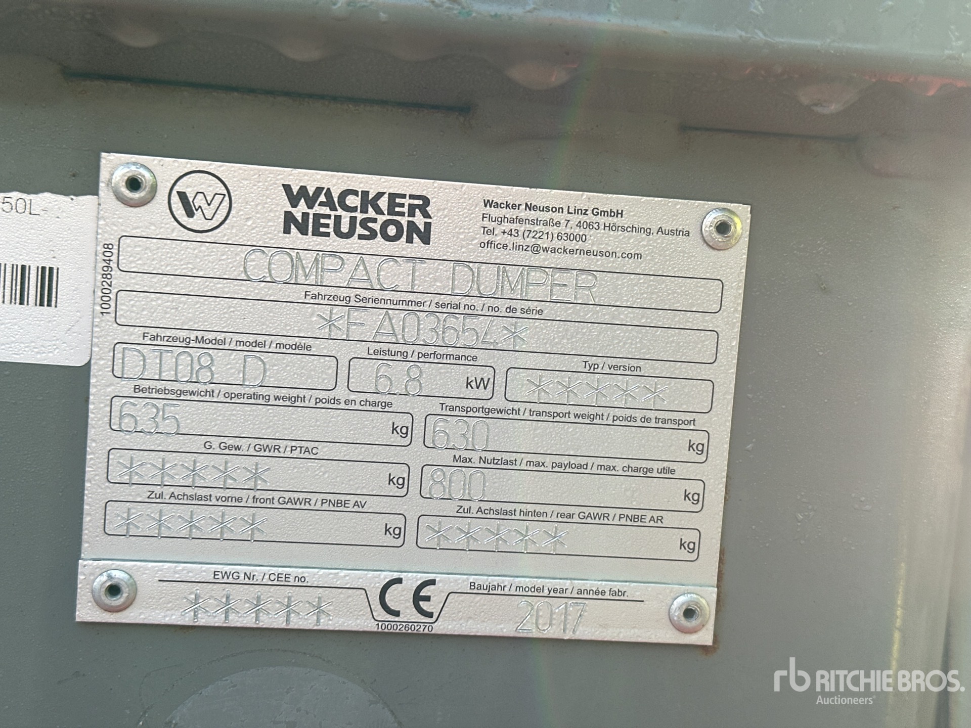2017 Wacker Neuson DT08
