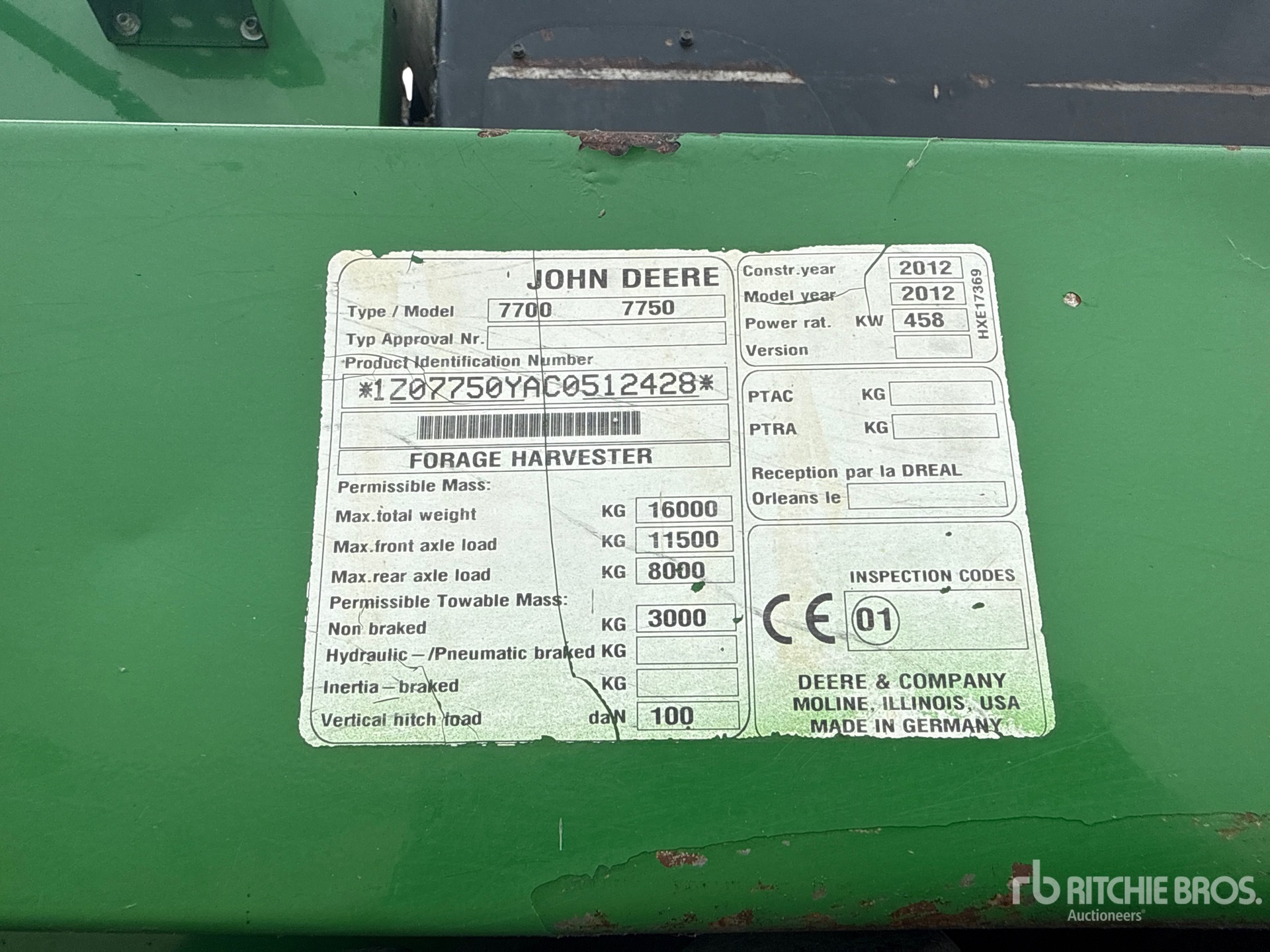 2012 John Deere 7750 PRO DRIVE