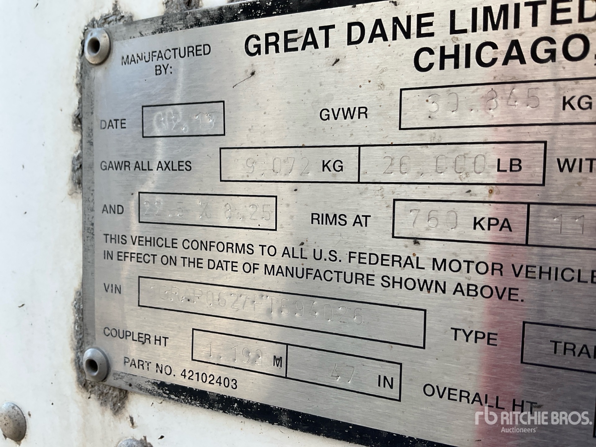 2015 Great Dane 53 FT T/A