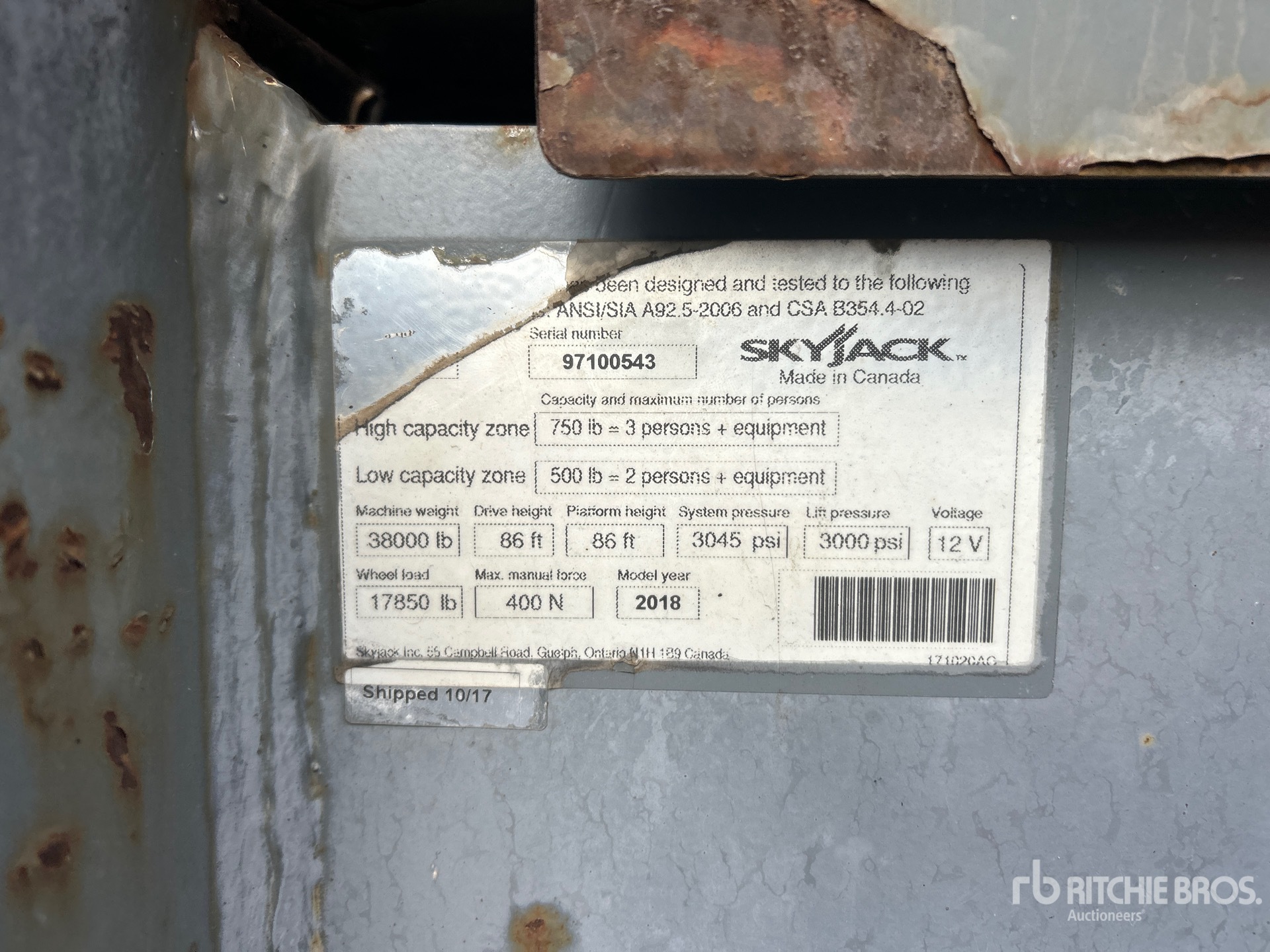2018 Skyjack SJ86T
