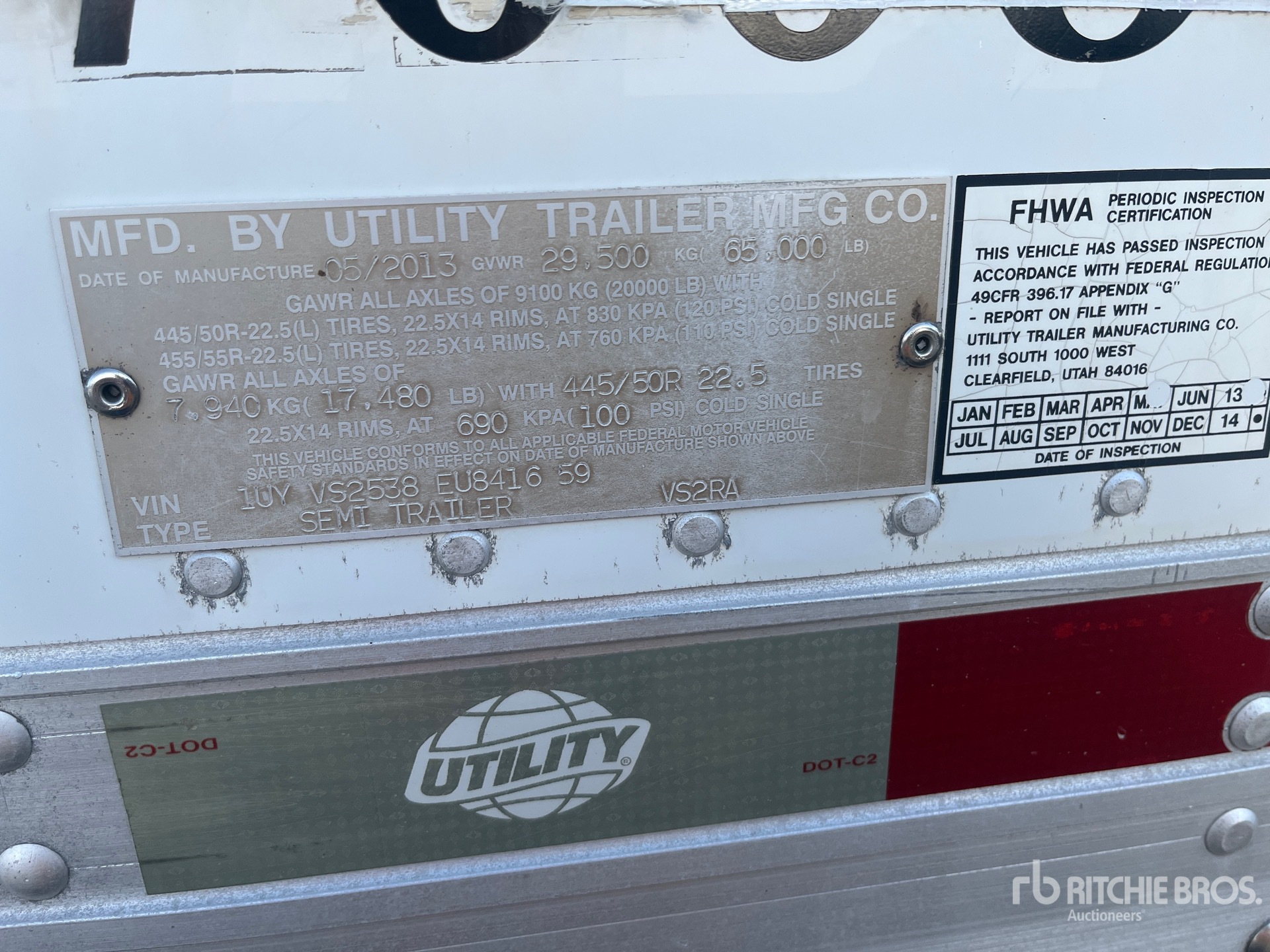 2014 Utility 53 ft T/A