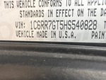 General Appearance with Serial Number / VIN