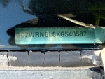 General Appearance with Frame Stamp Serial Number/VIN Photo