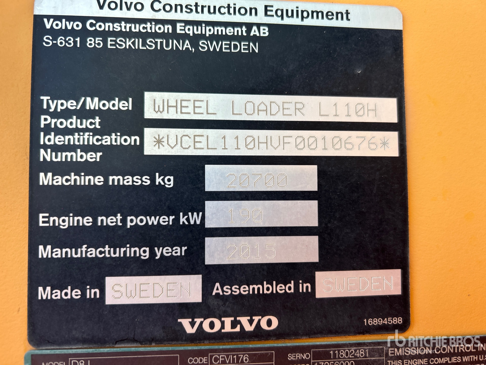 2015 Volvo L110H