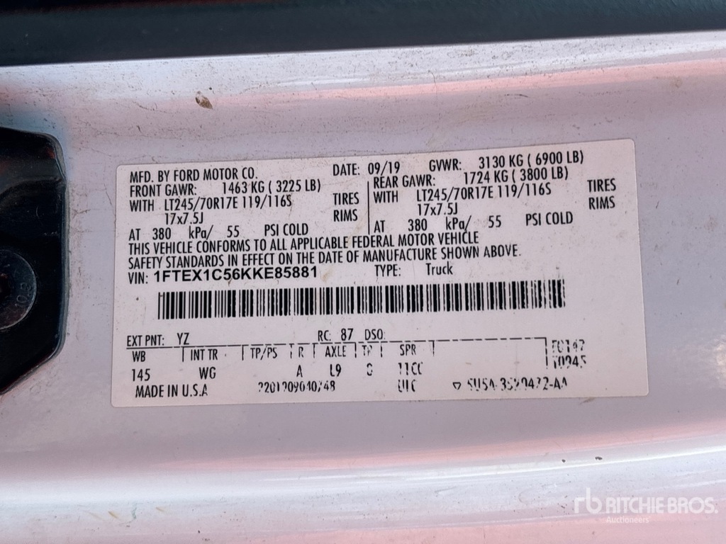 General Appearance with Serial Number / VIN