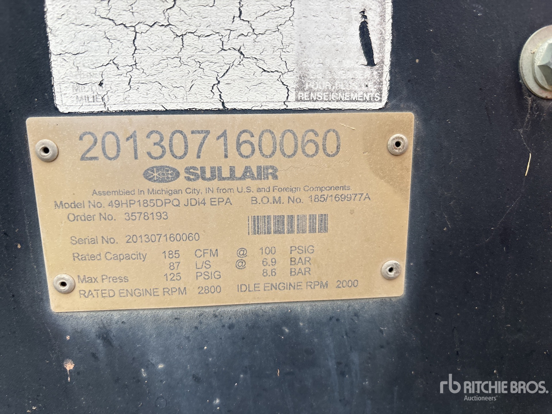 2013 Sullair 49HP185DPQ JDI4