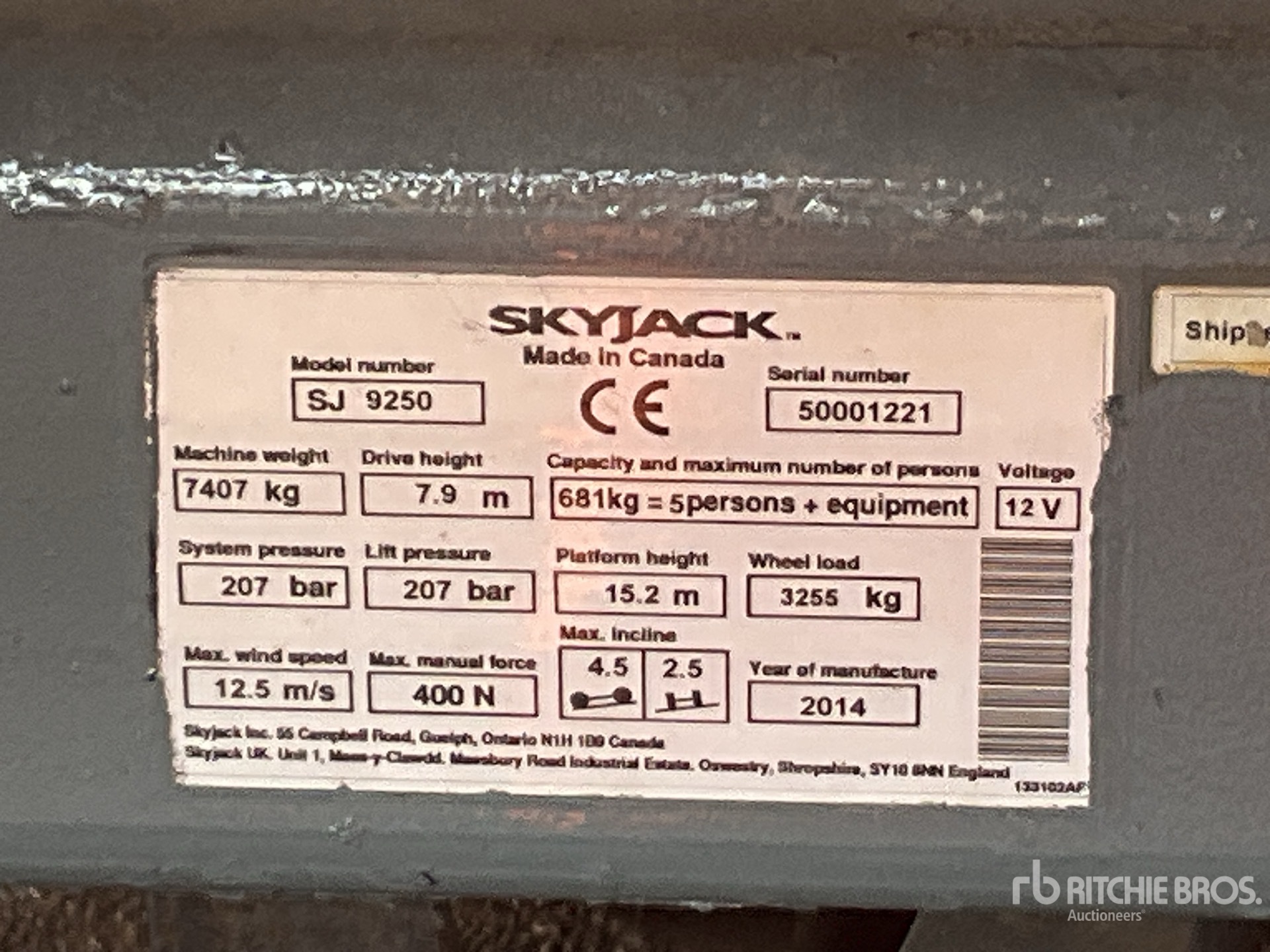 2014 Skyjack SJ9250RT
