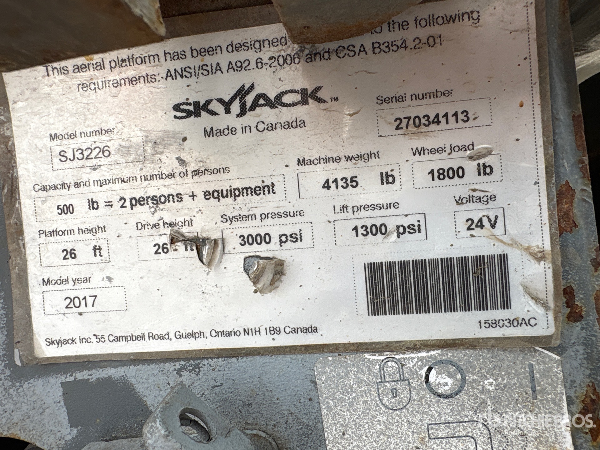 2017 Skyjack SJ3226
