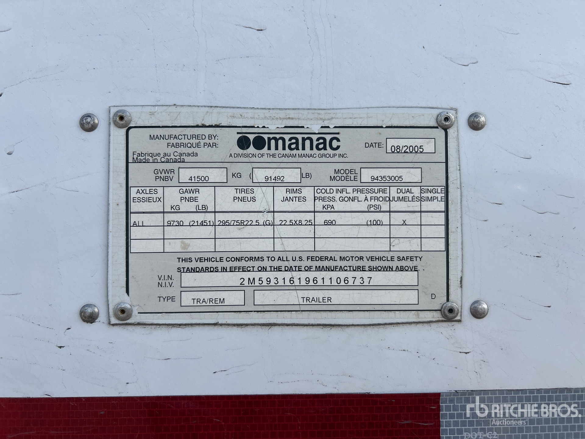 2006 Manac 53 ft x 102 in Tri/A