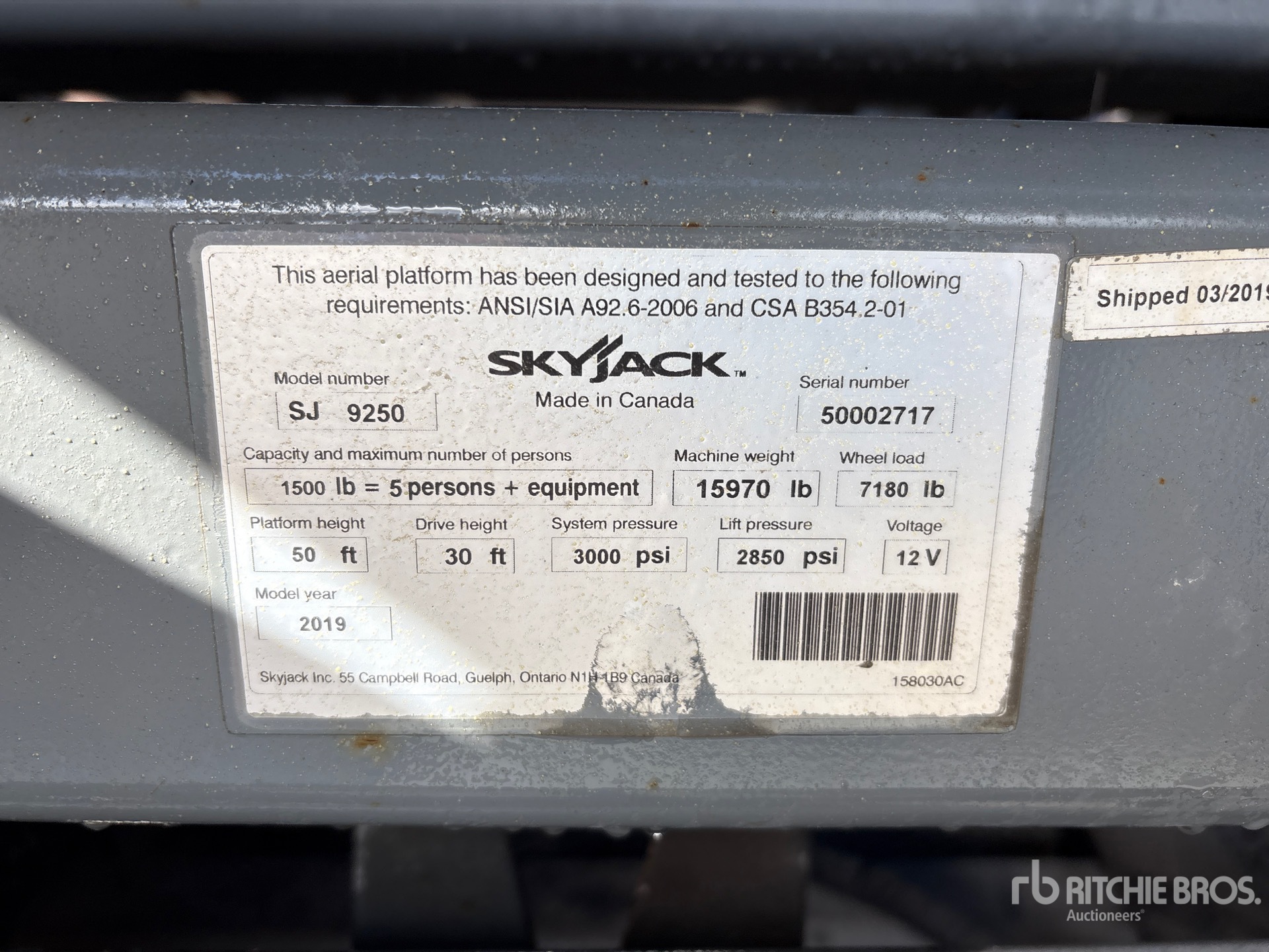2019 Skyjack SJ9250 RT