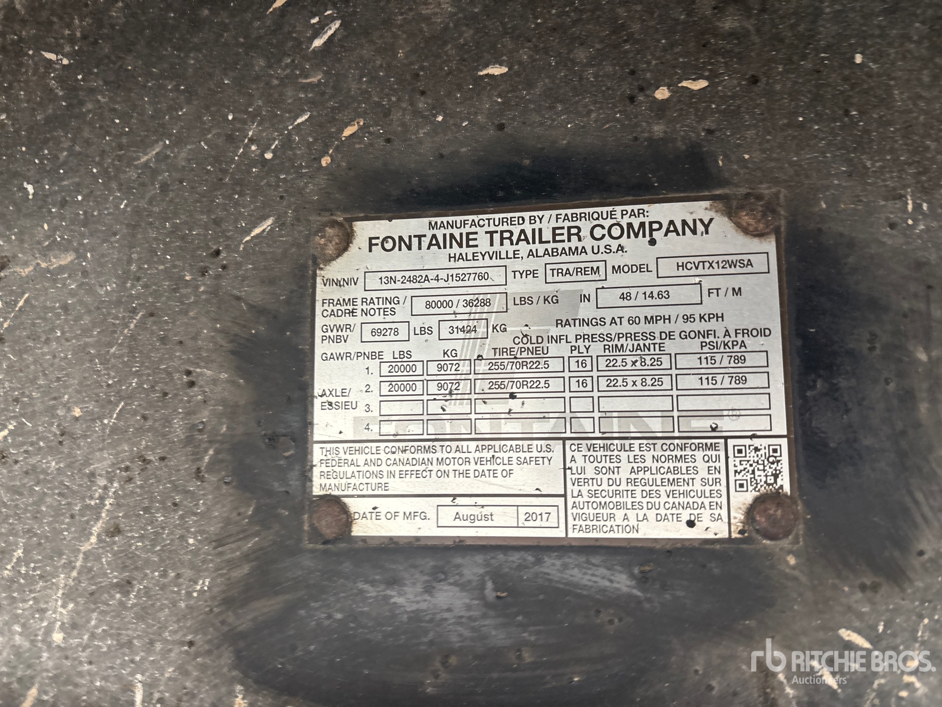 2018 Fontaine HCVTX12WSA