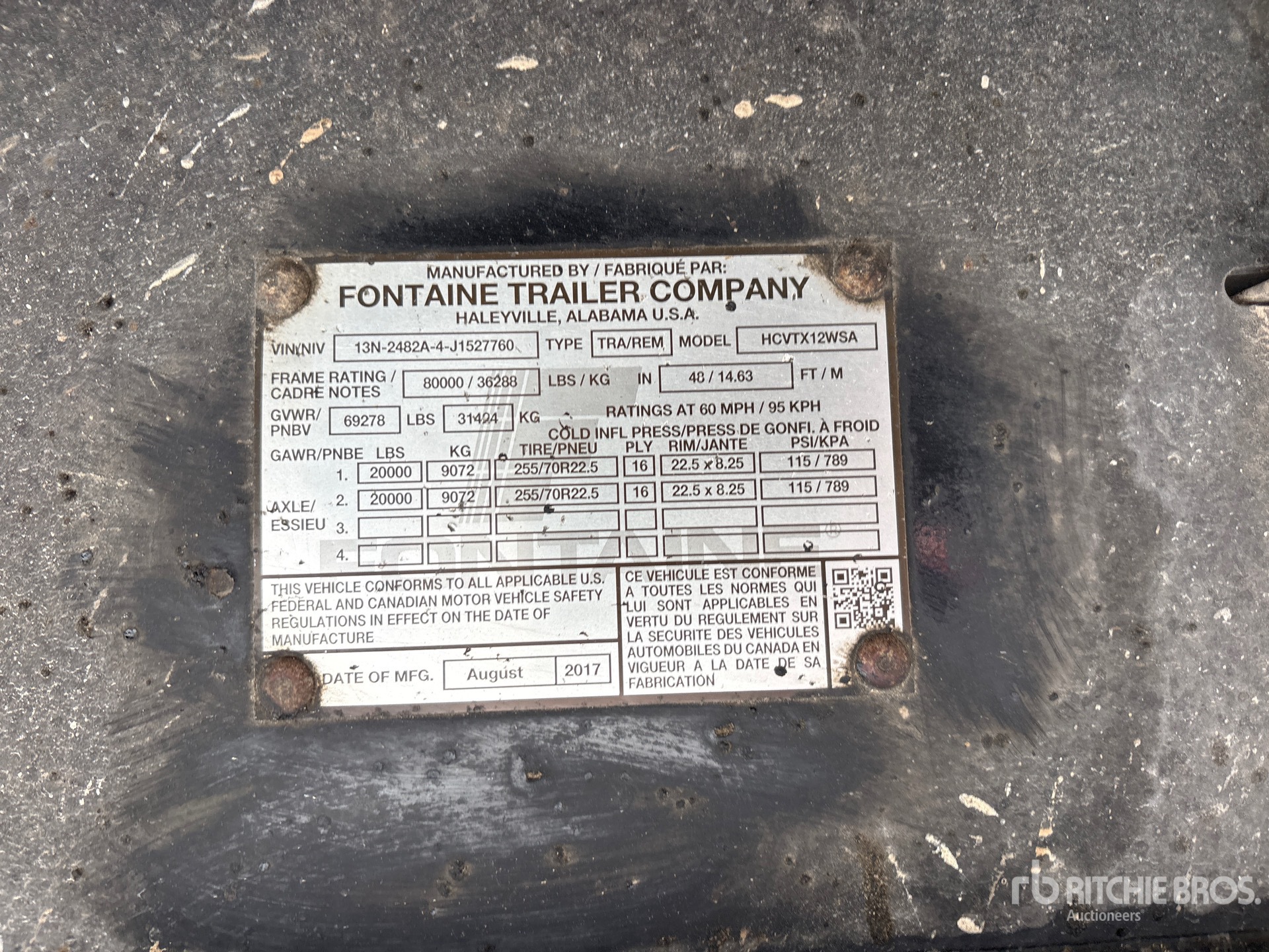 2018 Fontaine HCVTX12WSA