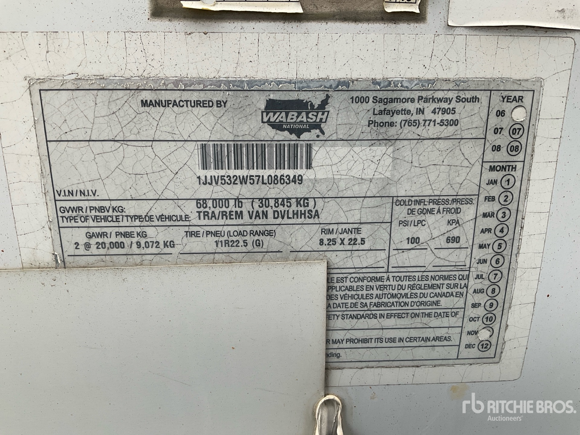 2007 Wabash 53 ft x 102 in T/A