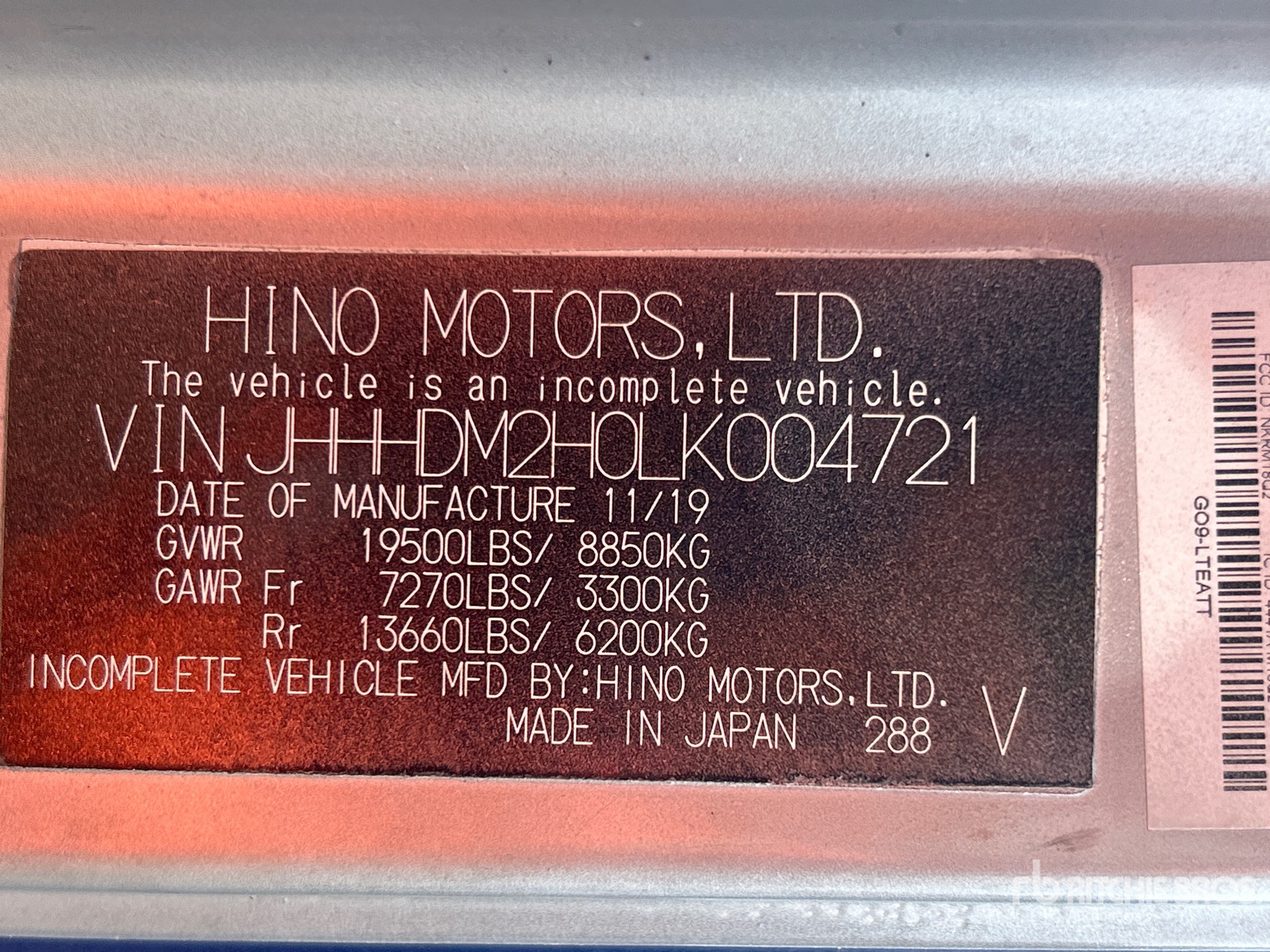 2020 Hino 195