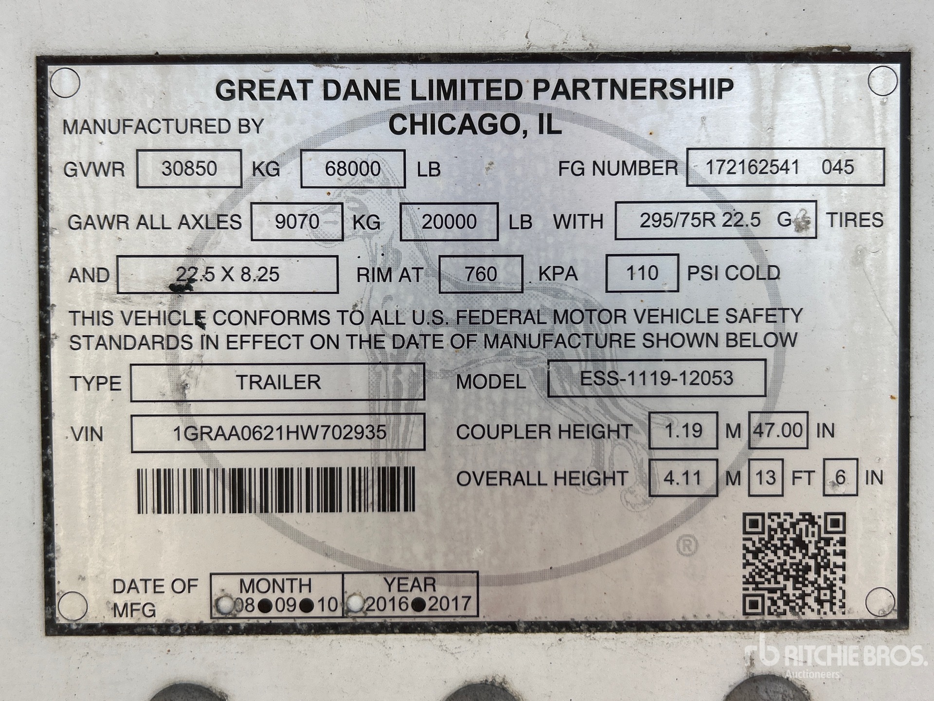 2017 Great Dane ESS-1119-12053